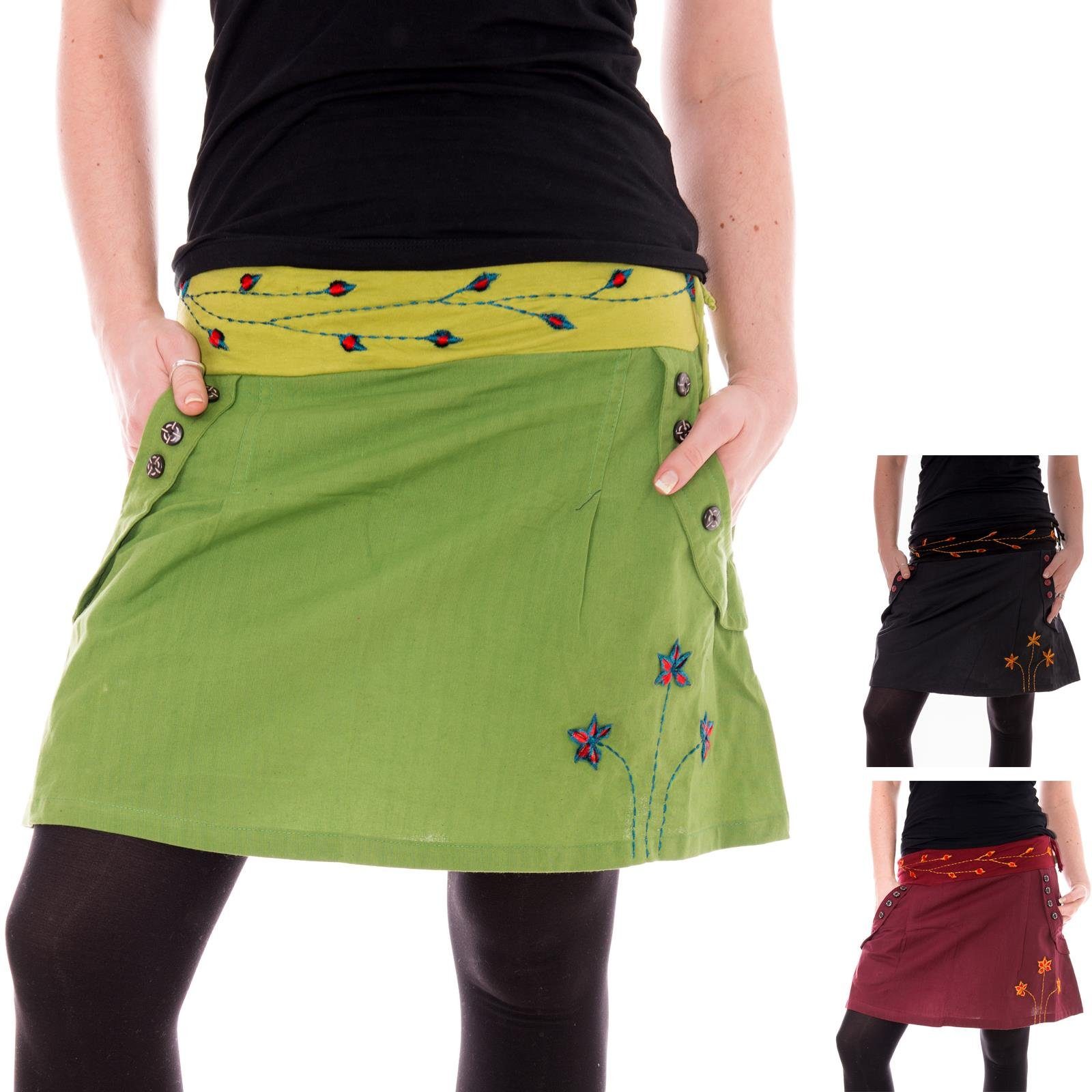 Vishes Minirock Bestickter Baumwollrock mit Blumen günstig online kaufen