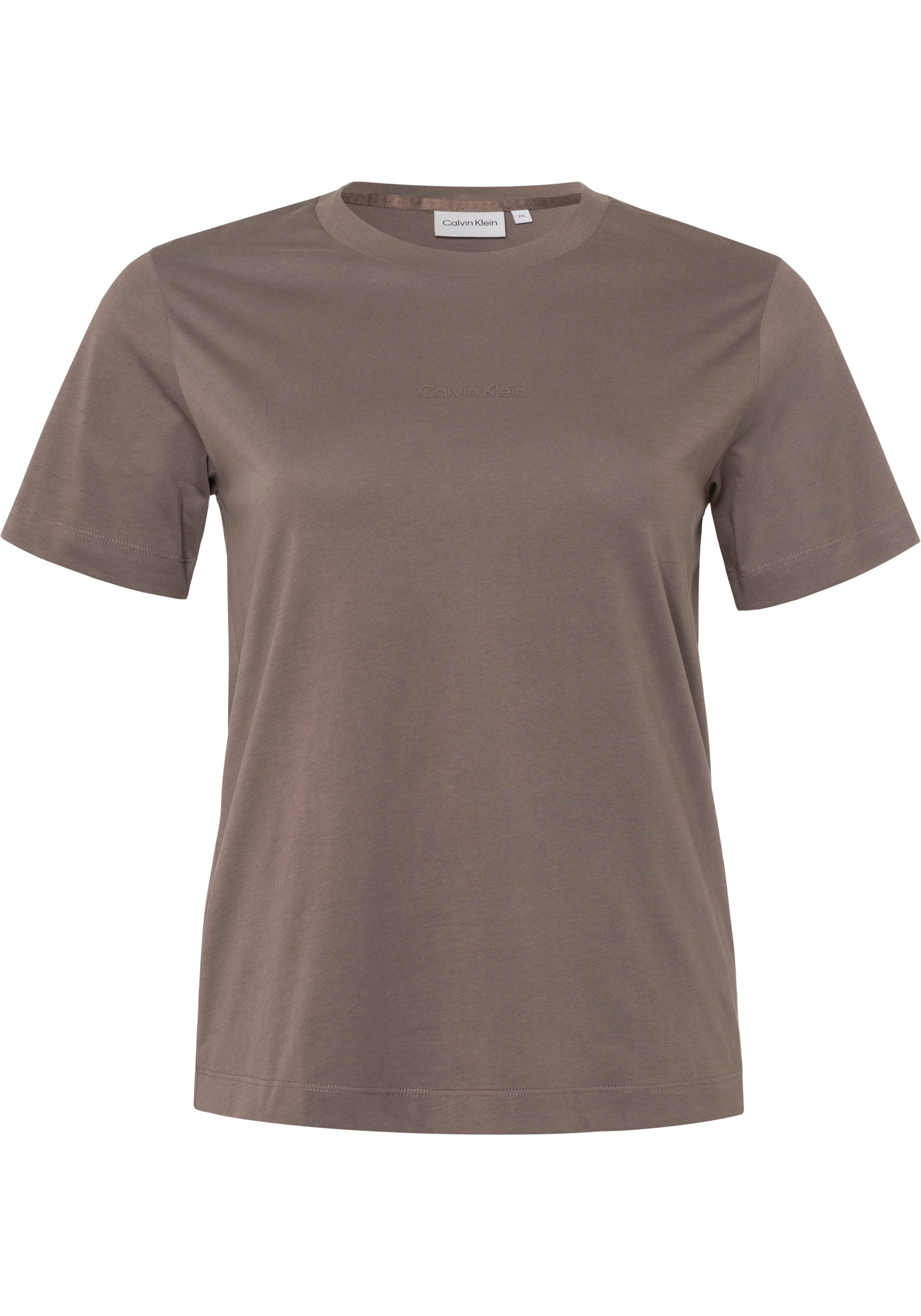 Klein LOGO Klein Curve Rundhalsshirt Calvin T-SHIRT Mini-Logo MICRO Brown mit Desert tonigem (1-tlg) Calvin INCLUSIVE vorn