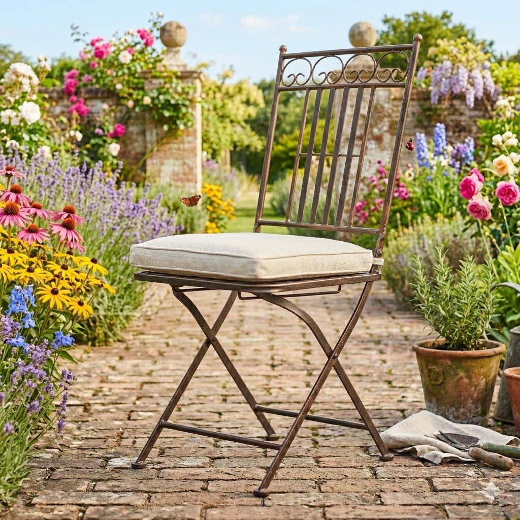 Eurotrade Gartenstuhl Klappbarer Gartenstuhl „Culta“ – Romantischer Charme für Ihr Zuhause (1 St), aus Metall