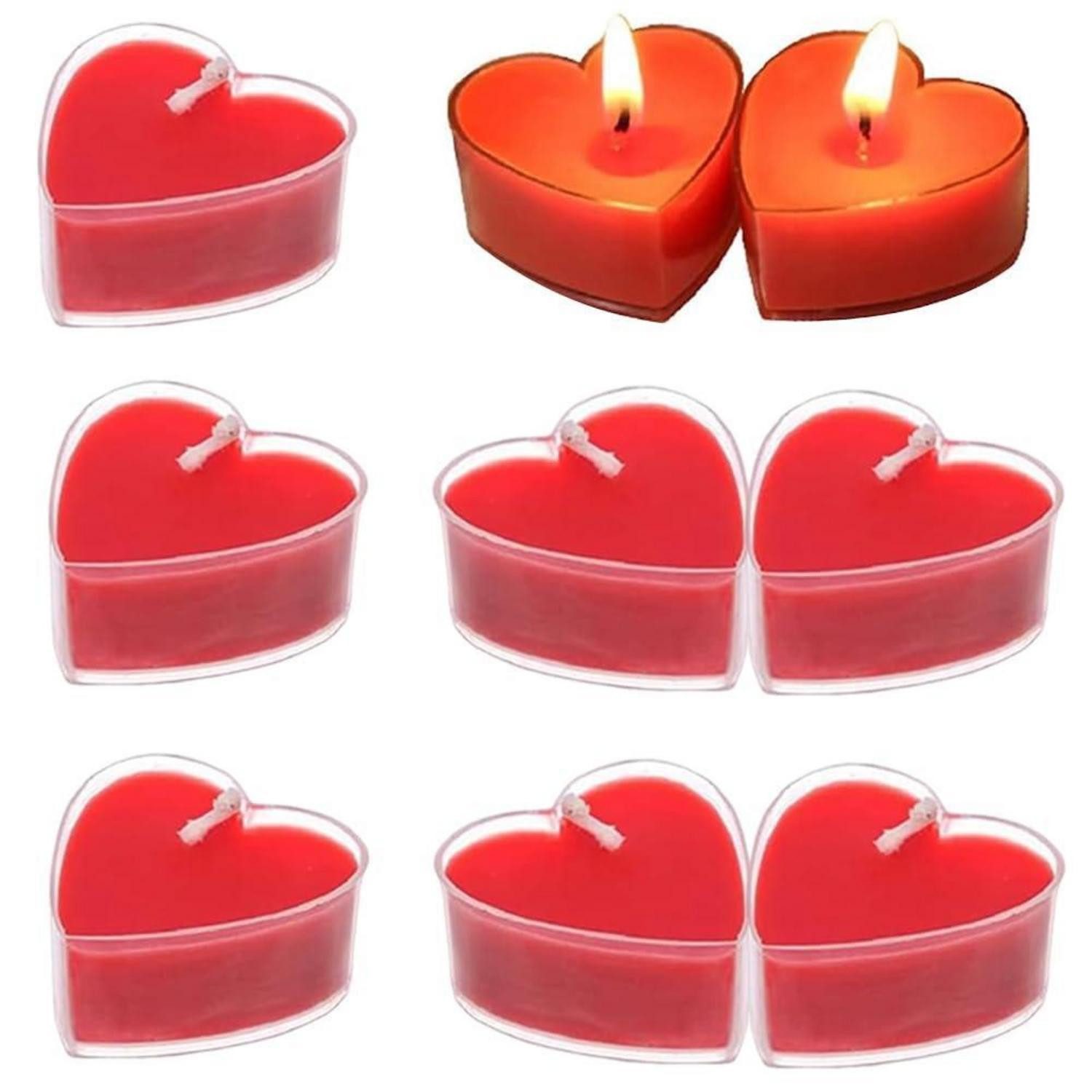 LuxusKollektion Formkerze Herz Kerzen Romantik Rot 9 Stk. 4cm