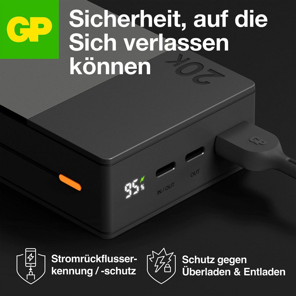 Gp GP GPACCM20C000 Powerbank 20000 mAh LiPo USB-A, USB-C® Grau Powerbank 20000 mAh