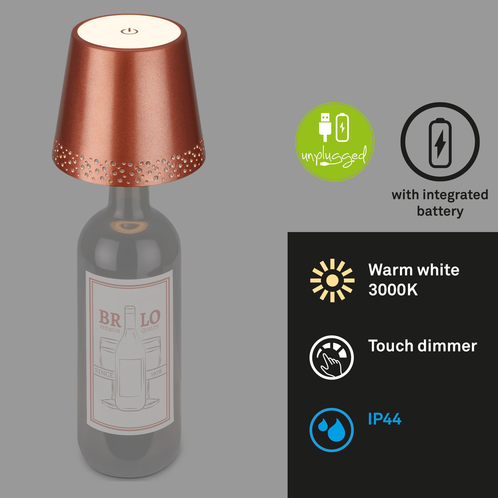 Briloner Leuchten Tischleuchte LED Tischlampe Extra-Warmweiß Dimmfunktion, LED fest integriert, 2700K - Extra - Warmweiß