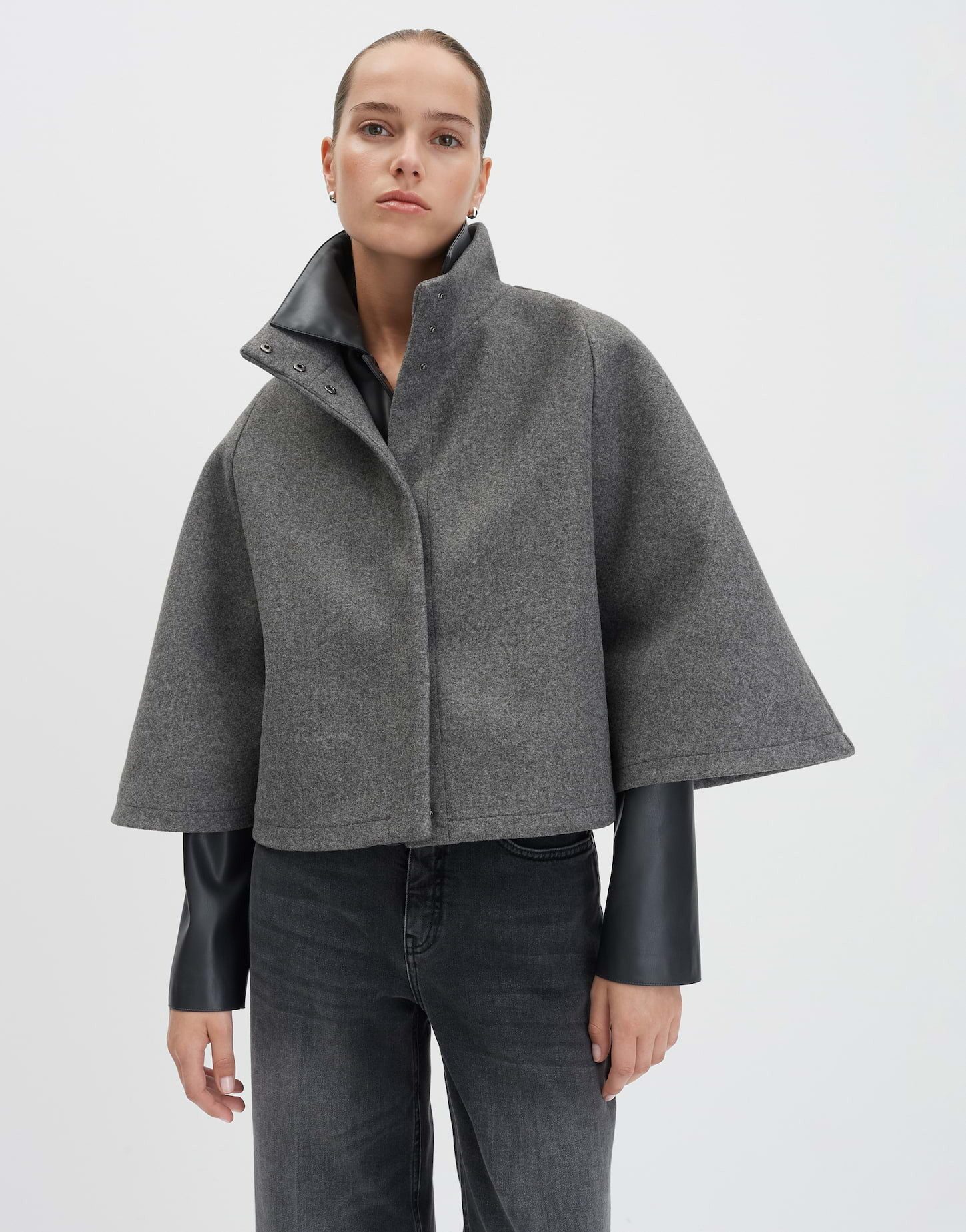 someday Cape BOVIRA in Mélangeoptik one size, Stehkragen, weicher Griff günstig online kaufen