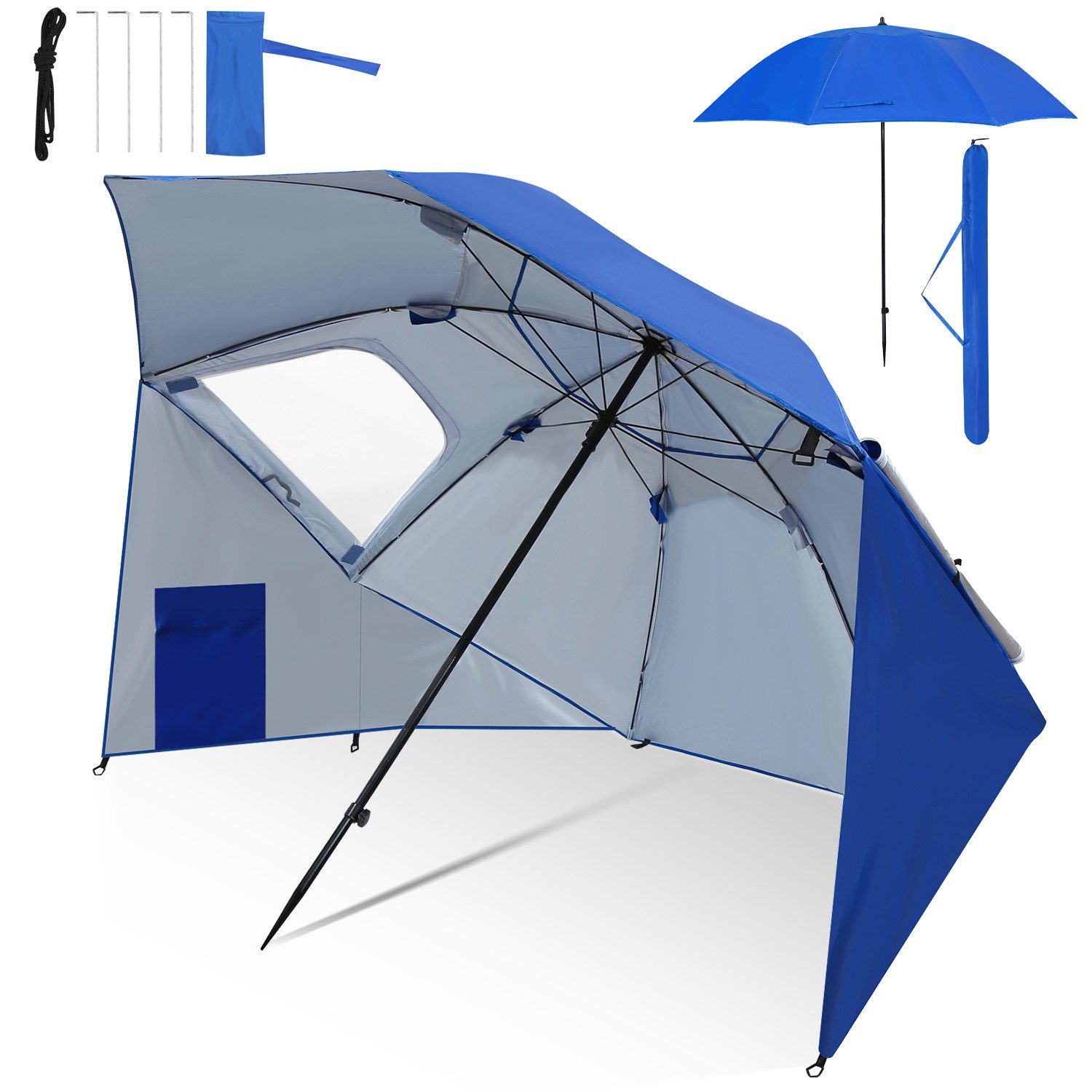 Sonnenschirm Strandschirm Balkonschirm Knickbar Umfunktionieren zum Gartenschirm