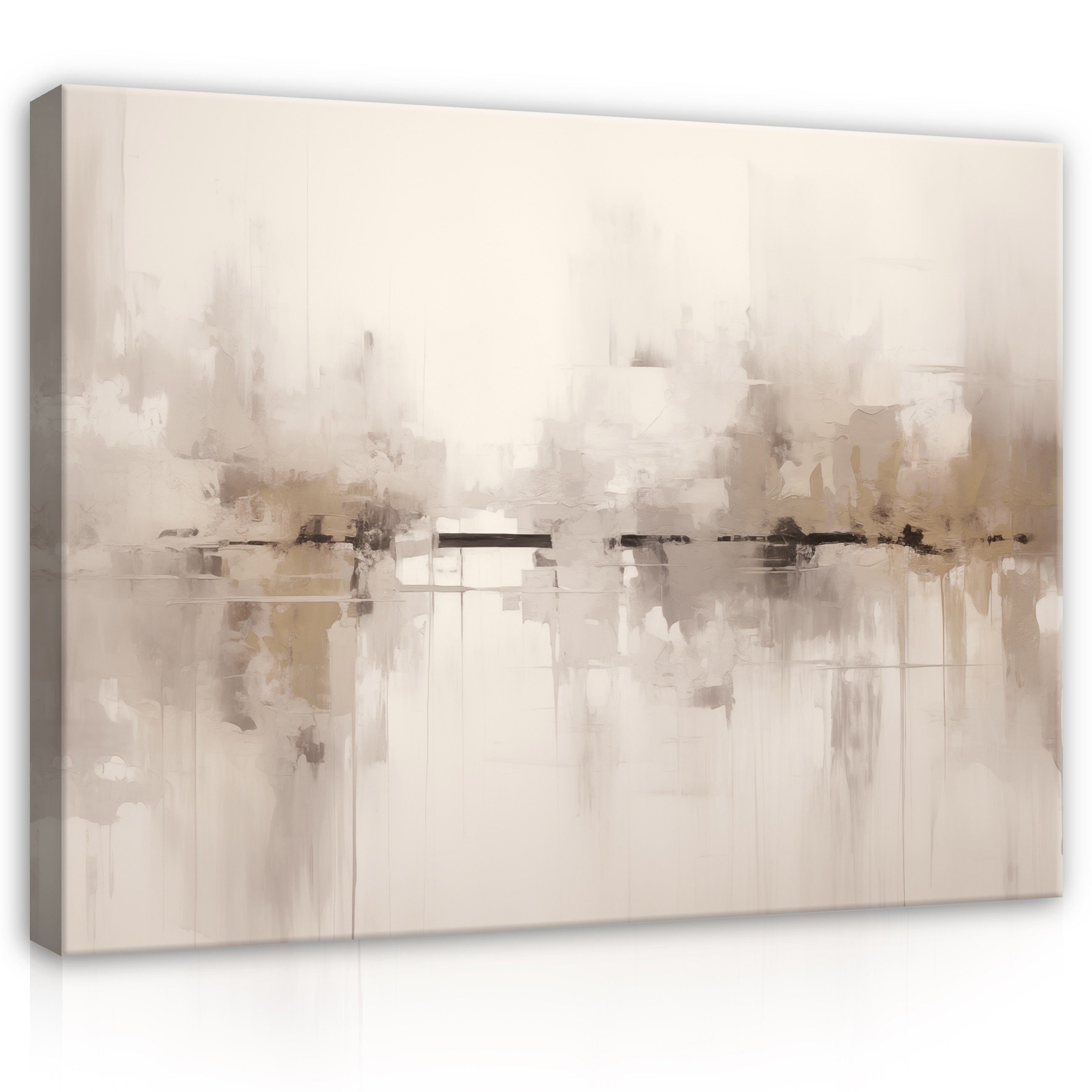 Wallarena Leinwandbild Abstrakt Kunst Beige Modern Wandbild Groß Kunstdruck Aufhängefertig, Abstrakt (Einteilig, 1 St), Wandbilder Leinwandbilder Leinwand Bilder Wohnzimmer Schlafzimmer Bild