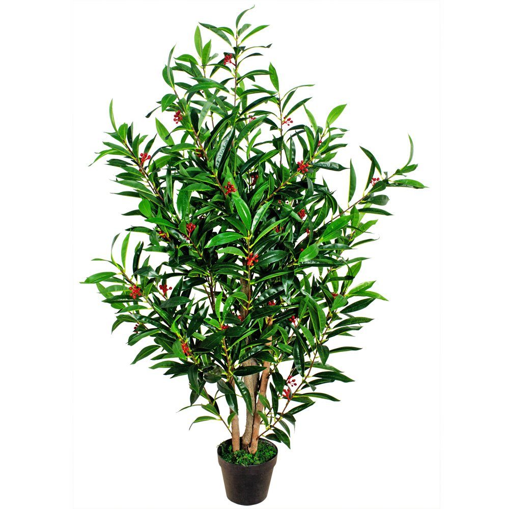 Kunstbaum Kirschlorbeer Kunstpflanze Kunstbaum Künstliche Pflanze Echtholz günstig online kaufen