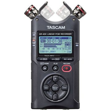 Tascam DR-40X Stereo Audio-Recorder Digitales Aufnahmegerät (mit Fell-Windschutz)