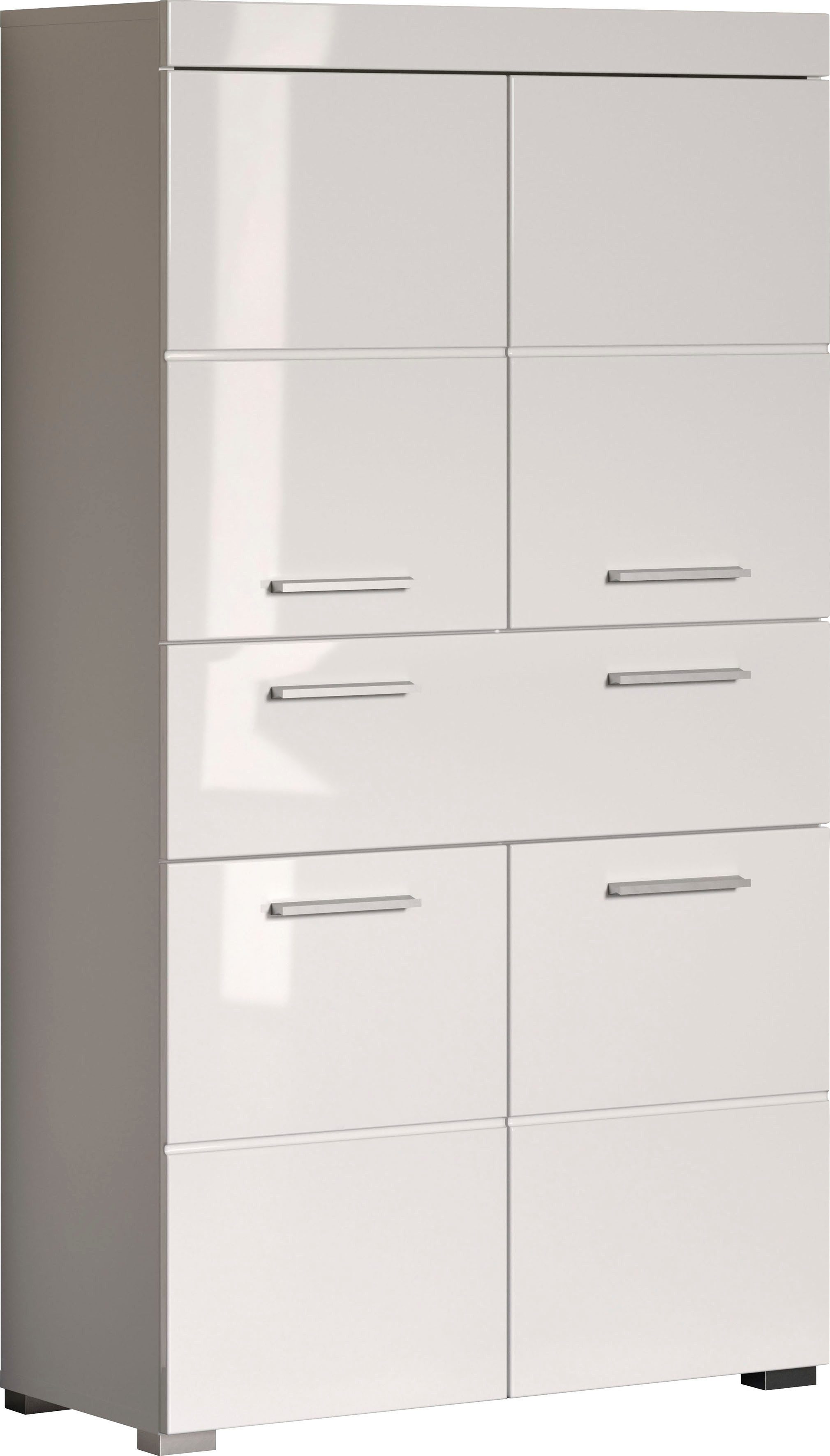 welltime Midischrank Avena Standschrank mit 4 Türen, 1 Schublade - (B/T/H) 73/31/130 cm