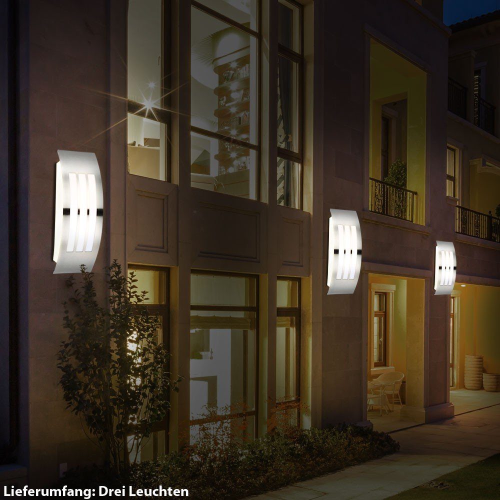 Edelstahl Haus Veranda IP44 Außen-Wandleuchte, inklusive, Balkon Lampen Leuchtmittel 3er Set etc-shop Außen Wand nicht Strahler