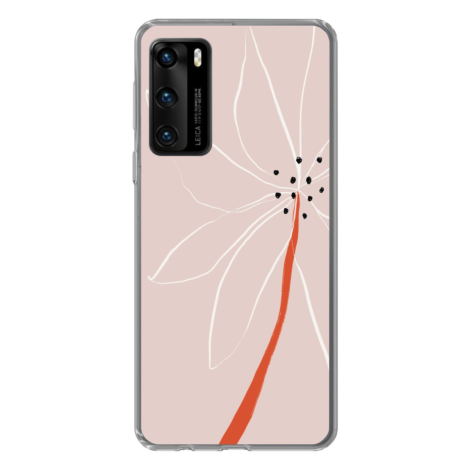 MuchoWow Handyhülle für Huawei P40 Blumen - Abstrakt - Pastell, Handy Case, Silikon, Bumper Case Dünn