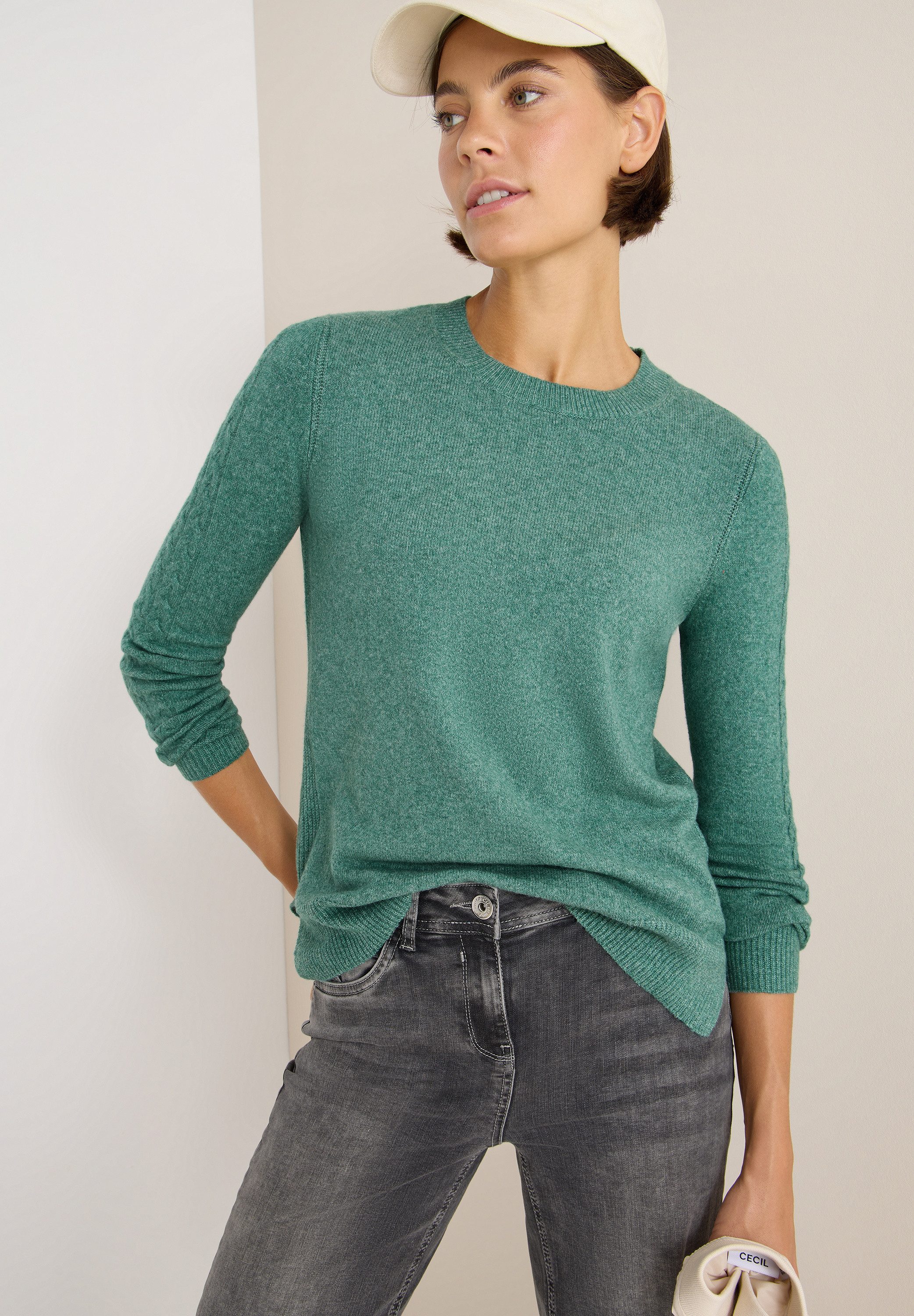 CECIL Rundhalspullover mit Rippbündchen günstig online kaufen