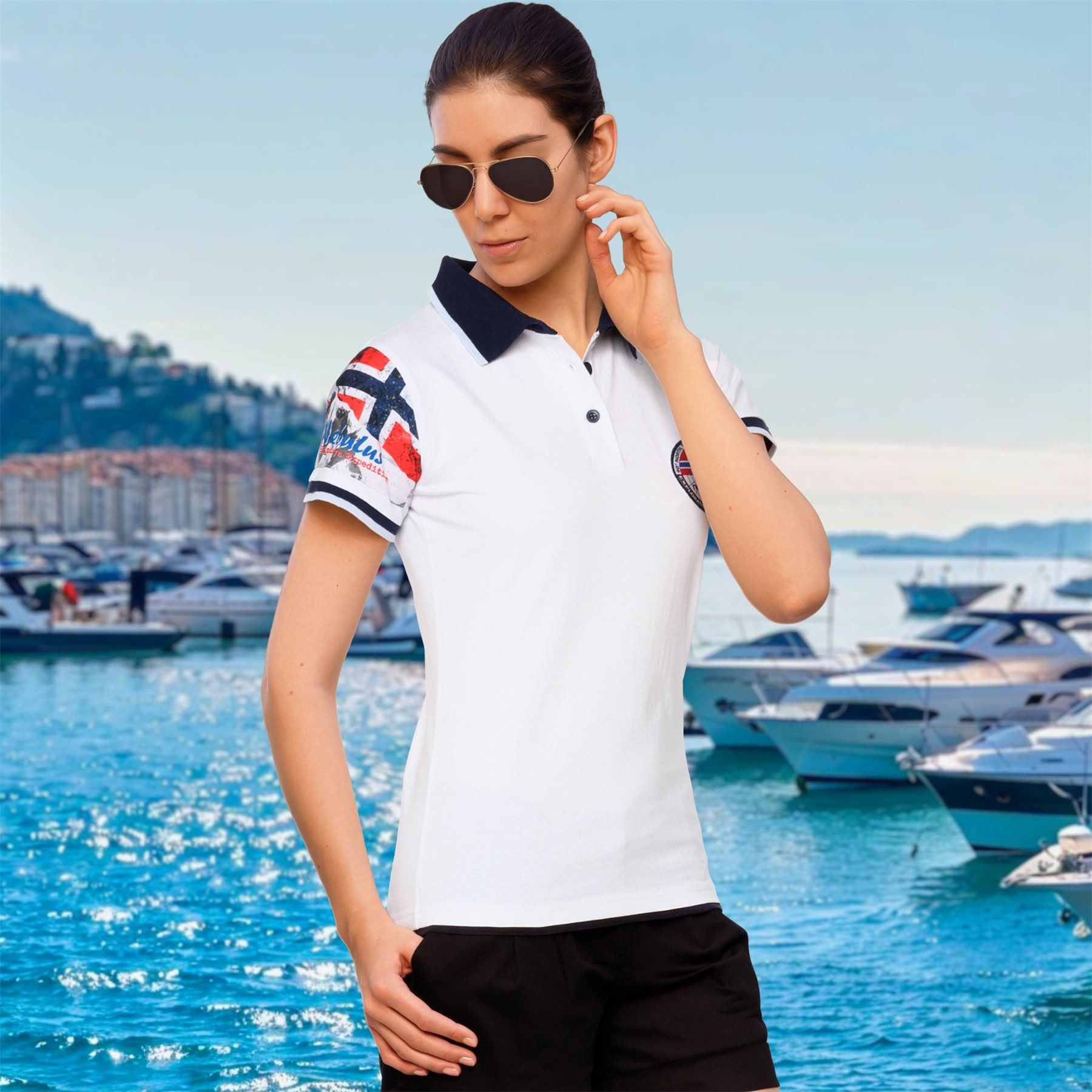 Nebulus Poloshirt PARAS, P4017 - Damen, weiß-navy, M/38