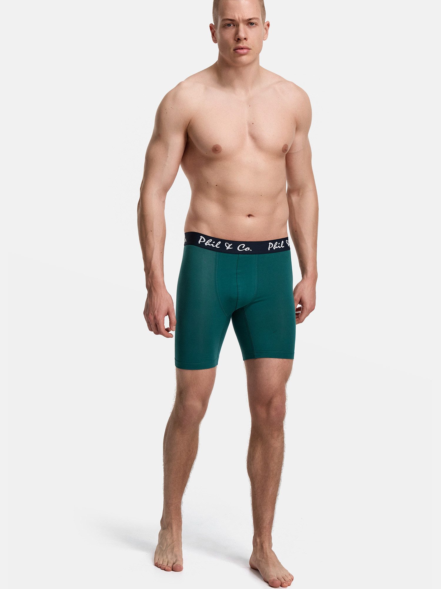 Phil & Co. Langer Boxer Long Boxer Briefs - langes Bein - Jersey - ohne störendes Etikett (2-St) Retroshorts Boxershorts Multipack Mehrpack Baumwolle Herren 2-P – Bild 5 von 5