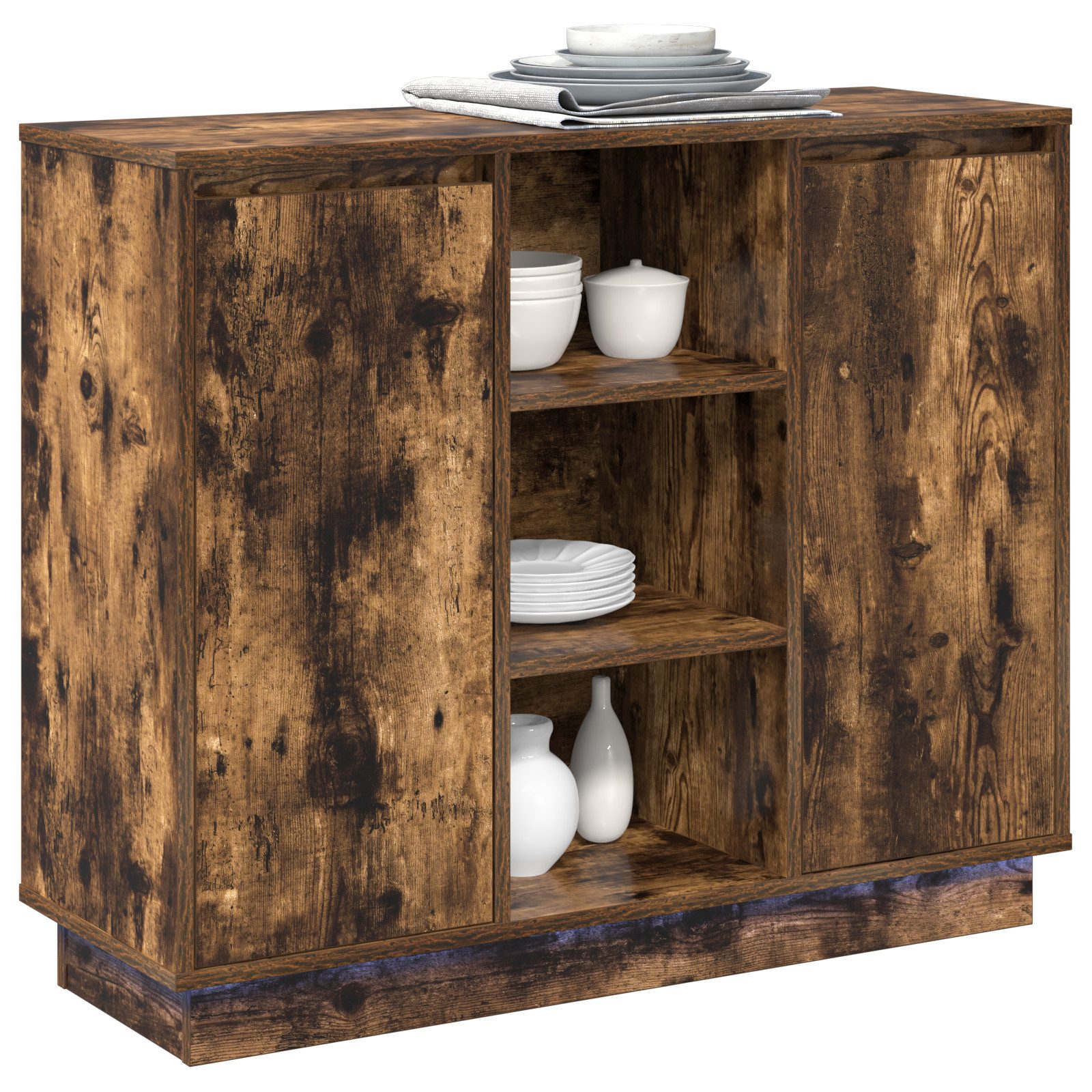 vidaXL Nachttisch Sideboard mit LED Geräucherter günstig online kaufen