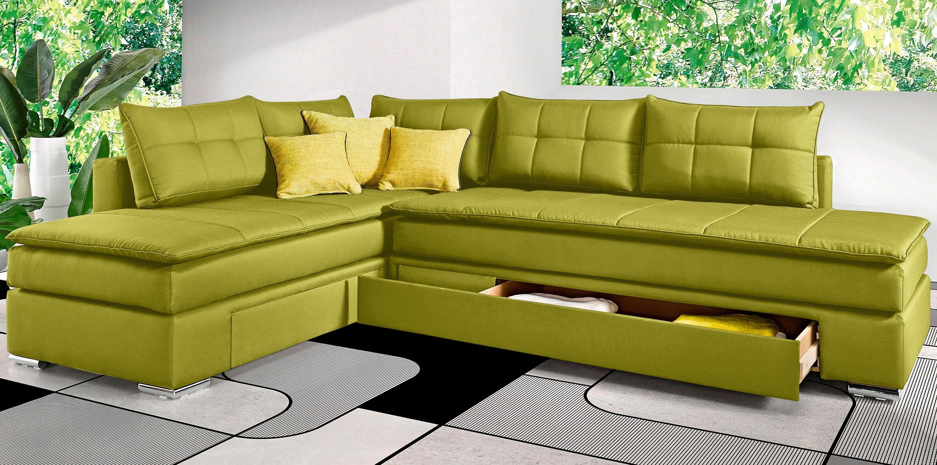 INOSIGN Ecksofa Boxspringbett Night & Day L-Form mit Dauer-Schlaffunktion o. Armlehnen, mit Boxspring-Bettfunktion 164x200 cm und Bettkasten, Dauerschläfer!