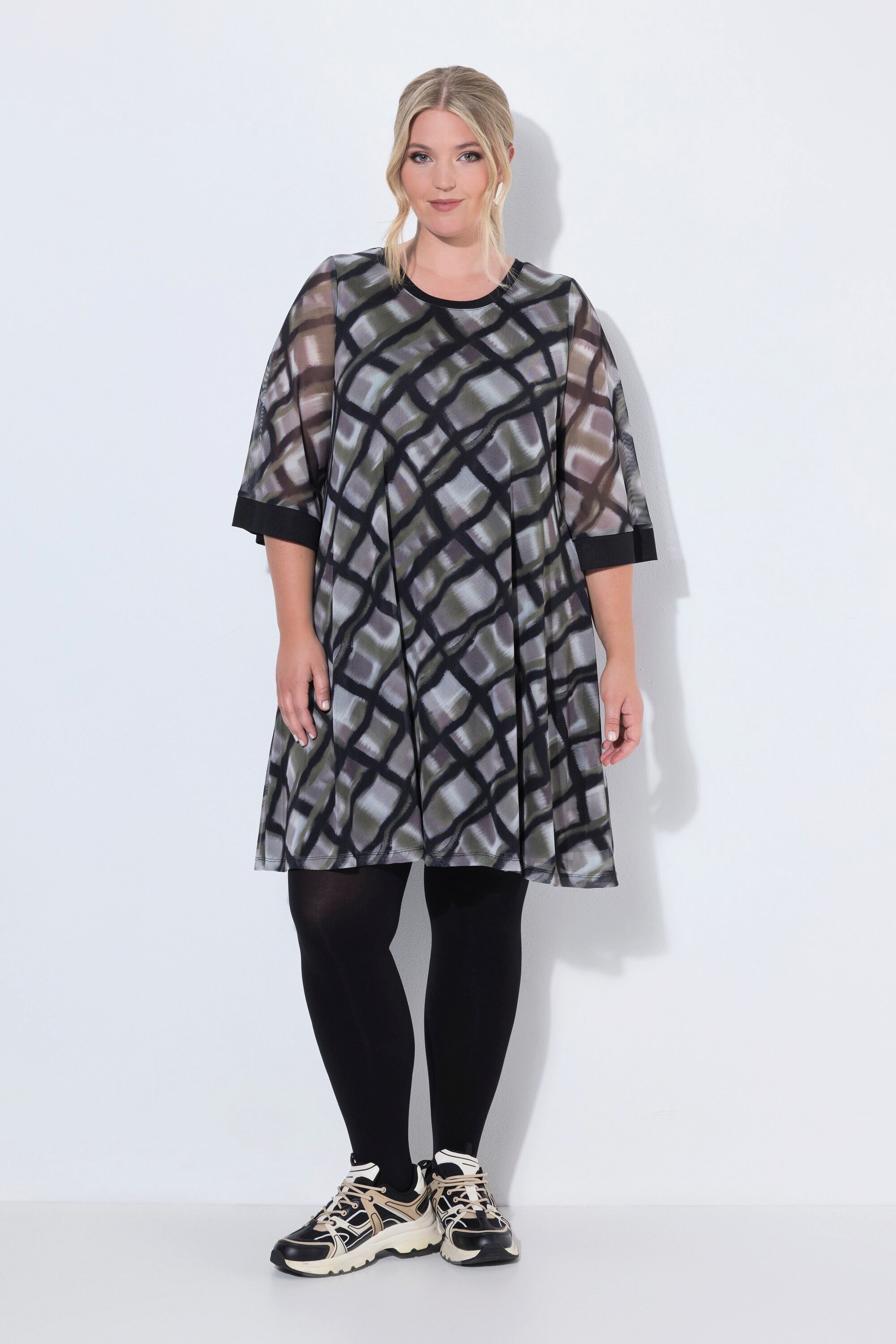 MIAMODA Jerseykleid Meshkleid A-Linie Karomuster