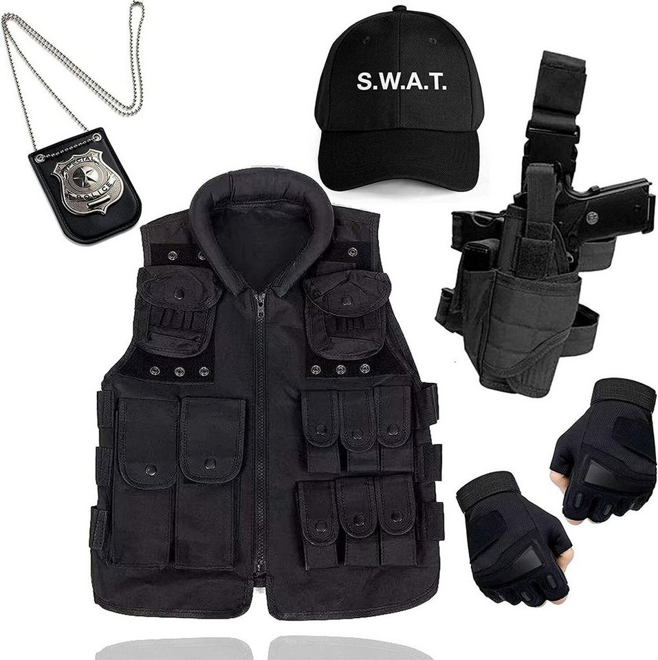 Kostümheld® Polizei-Kostüm 6 in 1- SWAT Kostüm Erwachsene - FBI Police  Security Set