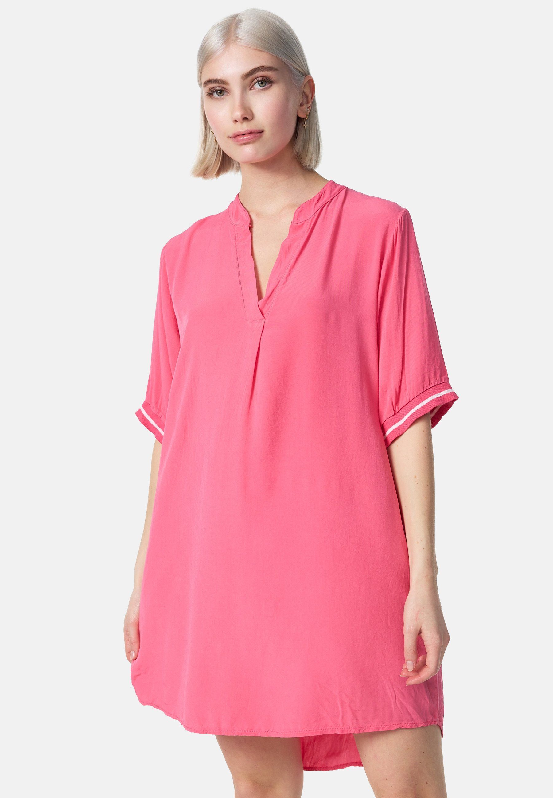 PM SELECTED Longbluse PM-23 & Bündchen Bluse Pink mit (Leichtes Galonstreifen in Einheitsgröße) Longshirt