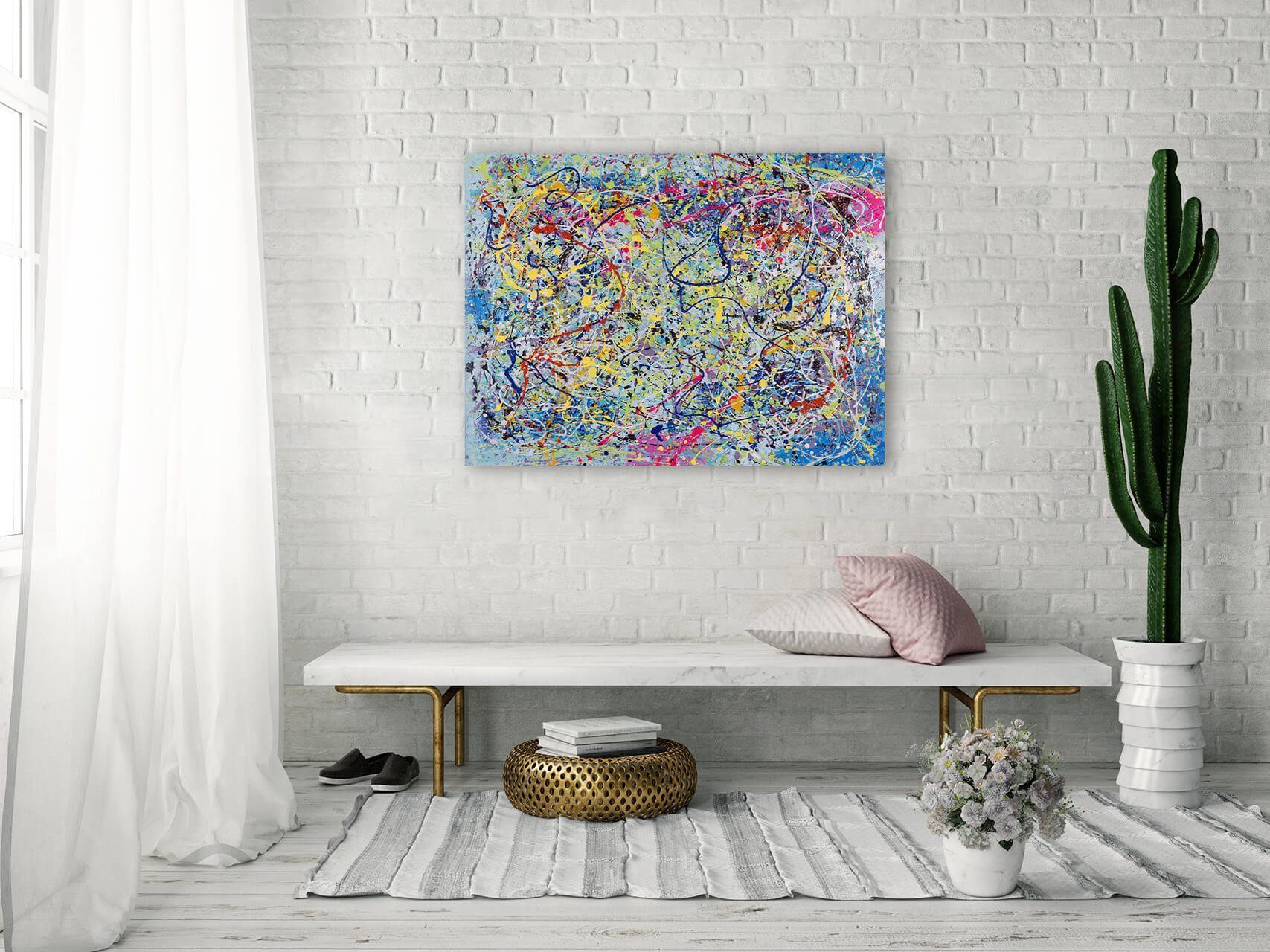 KUNSTLOFT Wandbild Gemälde Wohnzimmer Leinwandbild HANDGEMALT cm, 100% Ideas Colourful 100x75
