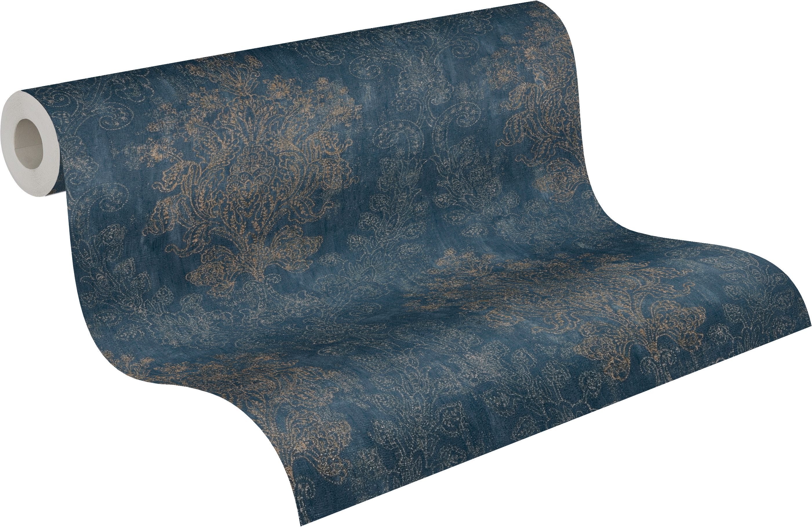 A.S. Création Vliestapete Trend Spectrum Baroque – Glänzendes Ornament Vliestapete, leicht strukturiert, Barock, ornamental, metallic, (1 St), Elegantes Barockornament mit glänzenden Metallic-Akzenten