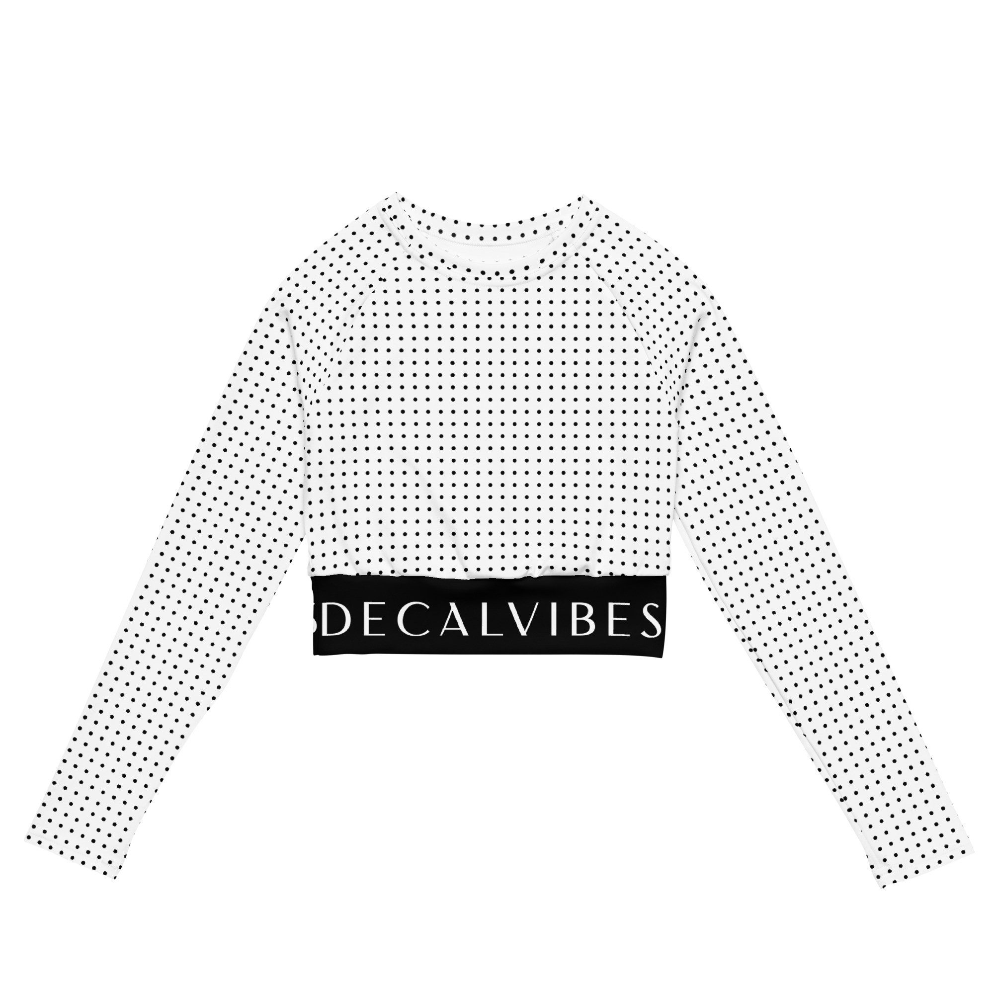 DECALVIBES Crop-Top Crop Top mit langen Ärmeln Ultimate White Dots UPF 50+, lange Raglanärmel, Crop-Schnitt, recyceltes Material