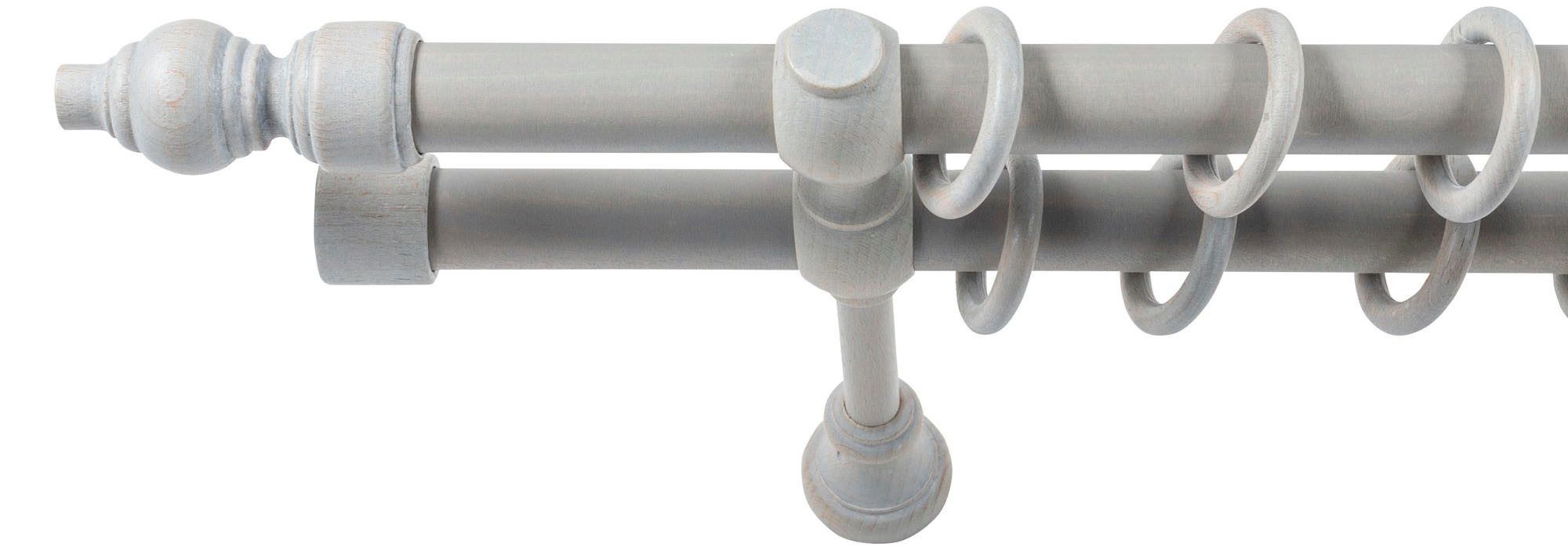 SN DECO GROUP Gardinenstange Filigrano, 2-läufig, Fixmaß, mit Bohren, verschraubt, Holzwerkstoff, 28 mm, Holz, verschiedene Längen und Farben, Komplettset