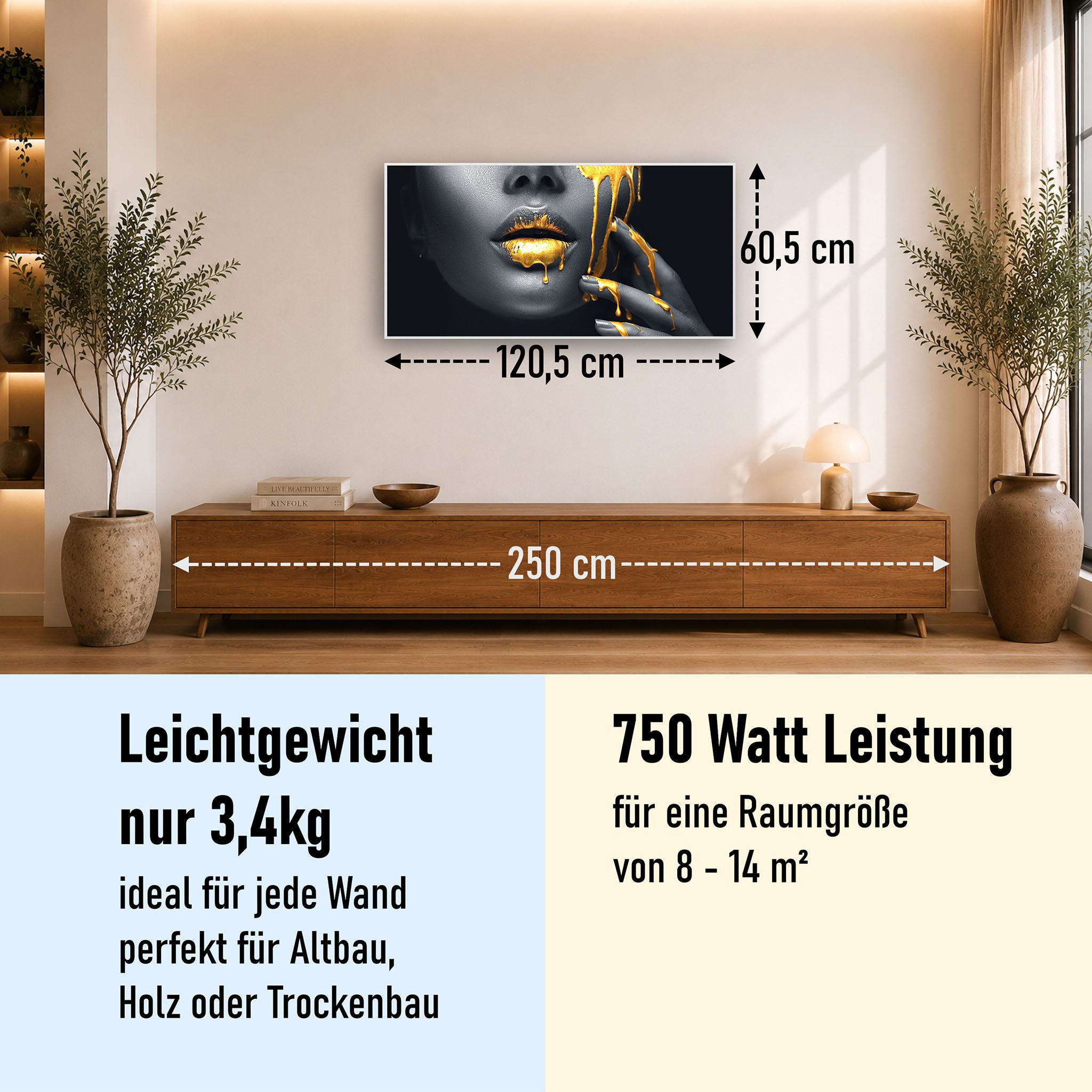 STEINFELD Heizsysteme Infrarotheizung Bild 750W, 120x60cm, Made in Germany, 7J Garantie, mit Thermostat, viele Motive