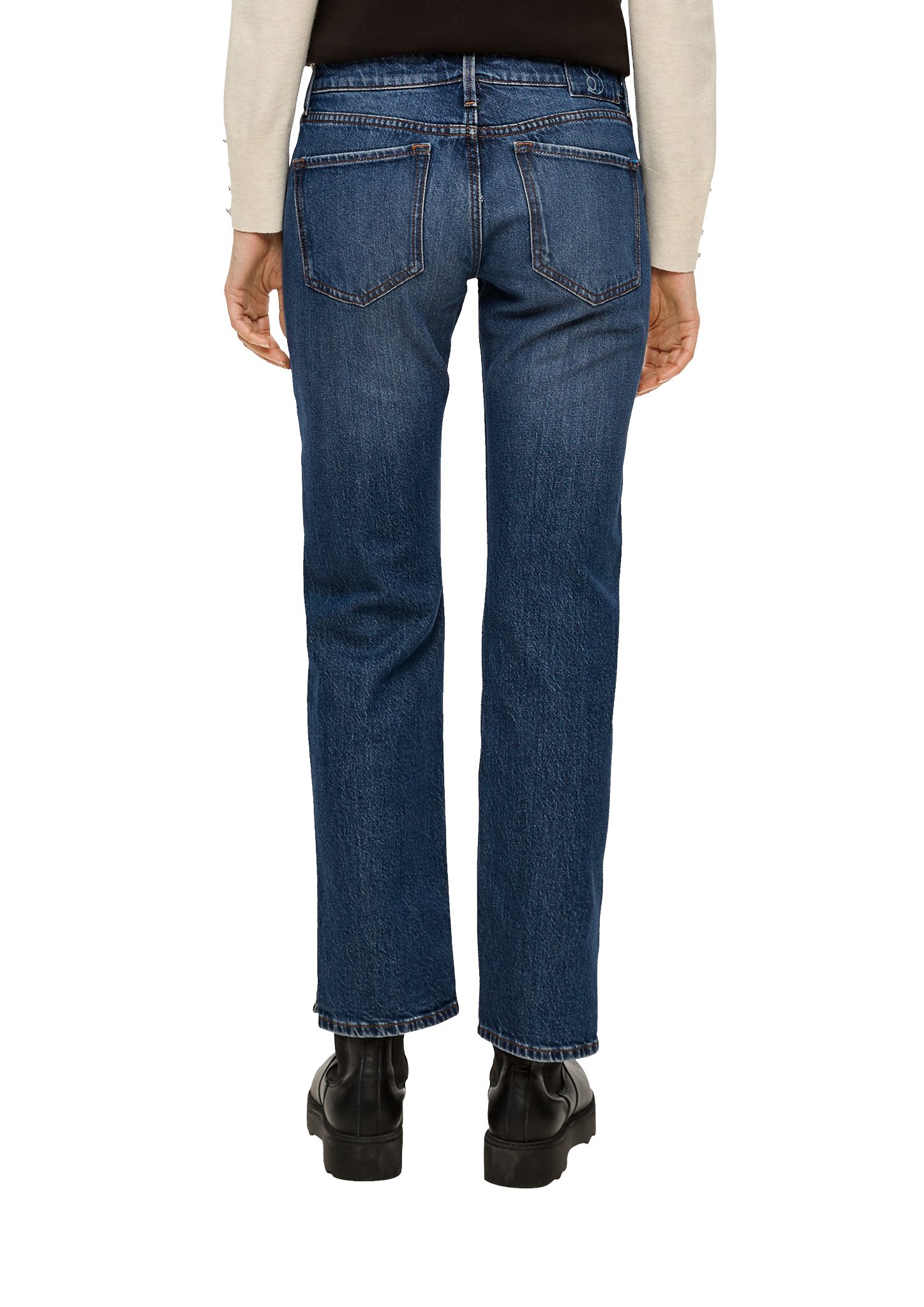 Low Karolin / Leg Regular Rise Label-Patch 5-Pocket-Jeans / Jeans Fit Straight / s.Oliver