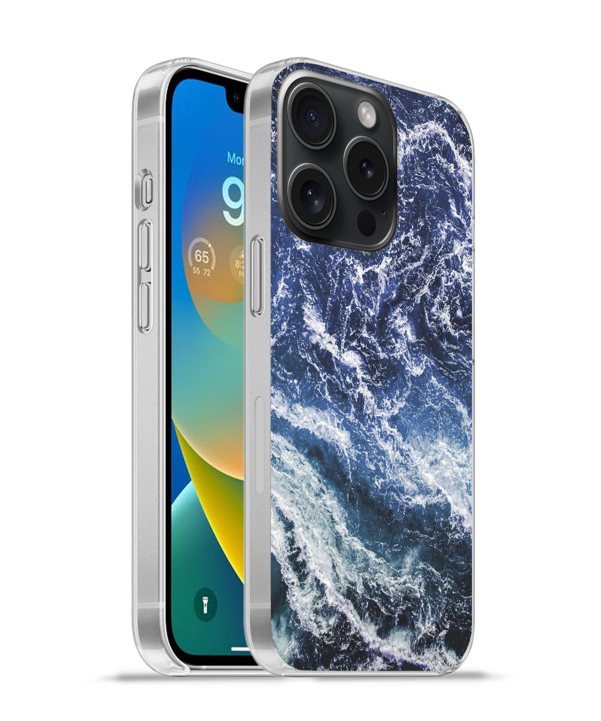 MuchoWow Handyhülle für Apple iPhone 15 Pro Naturstein - Meer - Marmor, Smartphone-Bumper, Print, Handy Schutzhülle Dünn