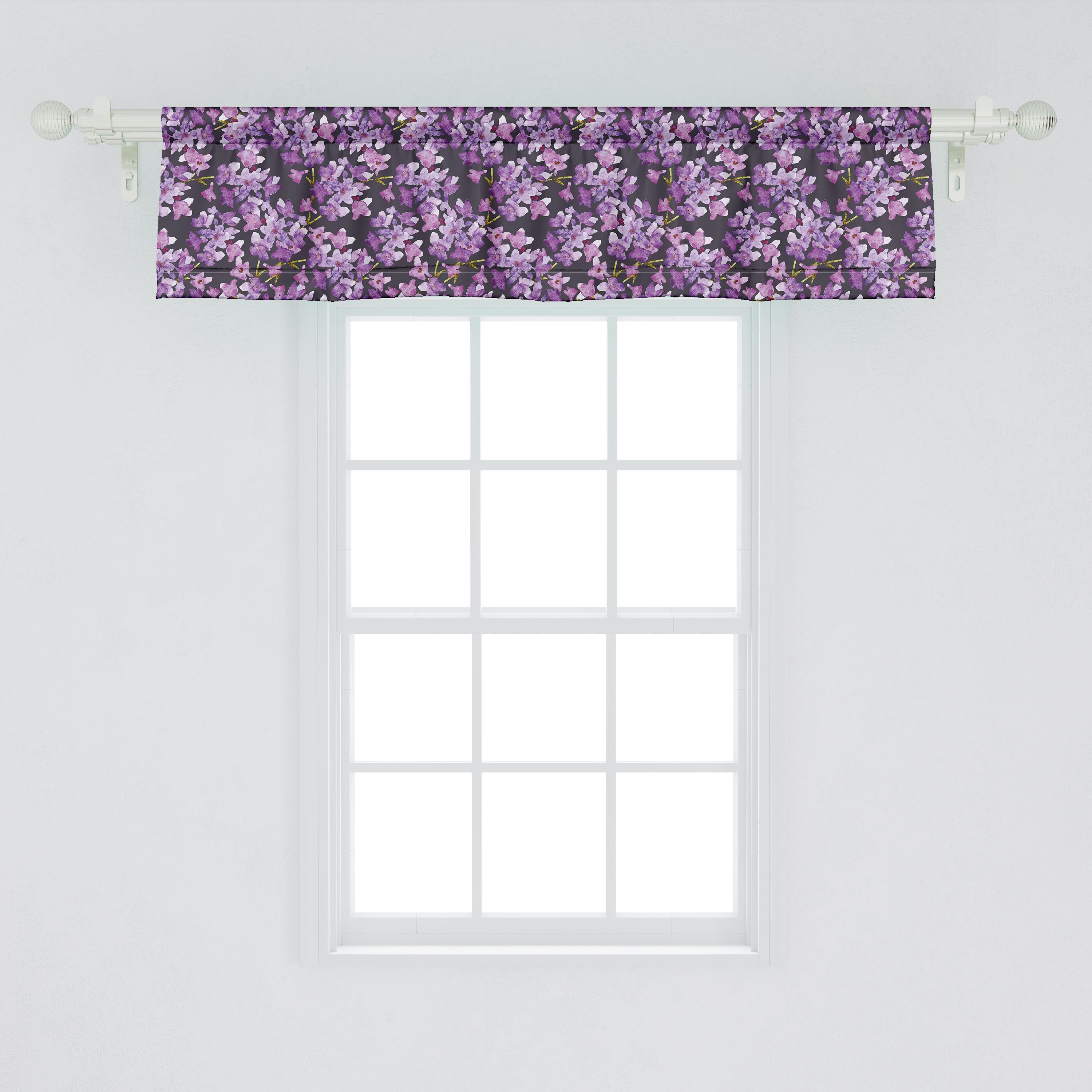 Scheibengardine Vorhang Flora Dekor Volant Stangentasche, Schlafzimmer für Küche mit Sommer Aquarell Microfaser, Pinsel Abakuhaus