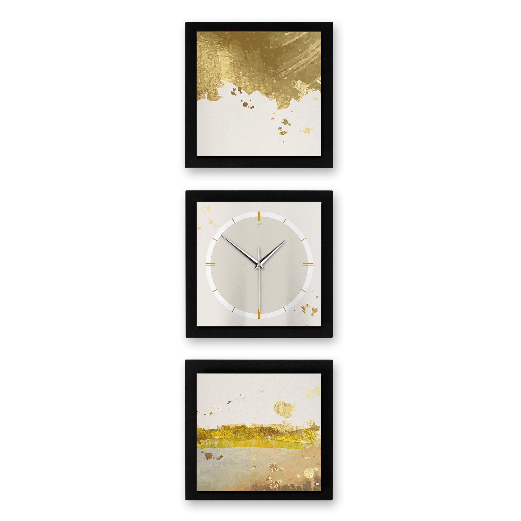 Kreative Feder Wanduhr Golden Paint & Silver (ohne Ticken, Funk- oder Quarzuhrwerk, elegant, außergewöhnlich, modern)