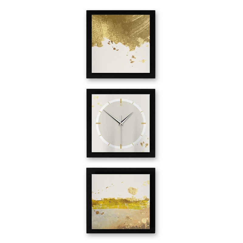 Kreative Feder Wanduhr Golden Paint & Silver (ohne Ticken; Funk- oder Quarzuhrwerk; elegant, außergewöhnlich, modern)