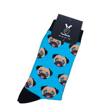 TwoSocks Freizeitsocken Hunde Socken für Damen und Herren lustiges Hund Motiv, Einheitsgröße (2 Paar)