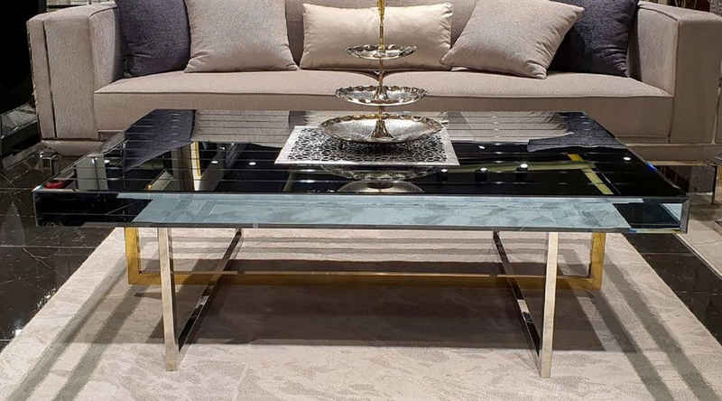 Casa Padrino Couchtisch Luxus Couchtisch Silber / Gold 120 x 60 x H. 43 cm - Verspiegelter Wohnzimmertisch - Verspiegelte Luxus Möbel