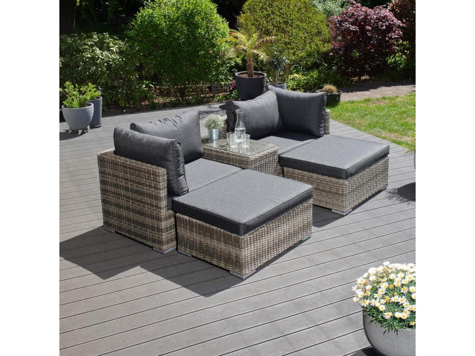 Green Spirit Gartenlounge-Set Aluminium Gartenlounge Samoa, hellgrau, (Set, 13-tlg), Sondersdition, Multifunktionslounge, Gartensofa