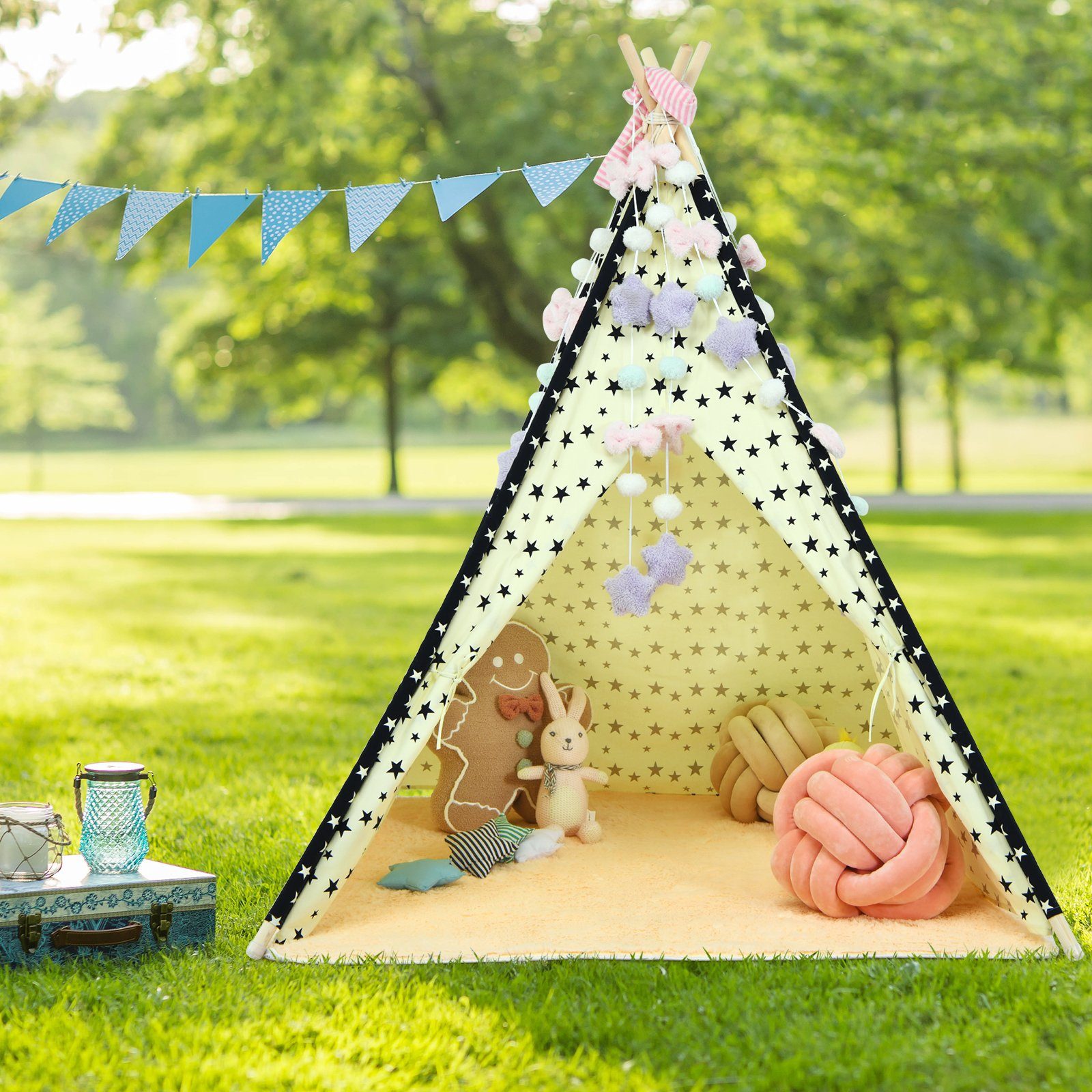 COSTWAY Spielzelt »Tipi Zelt, Kinderzelt« tragbar, mit Bodenmatte für  Kinderzimmer online kaufen | OTTO