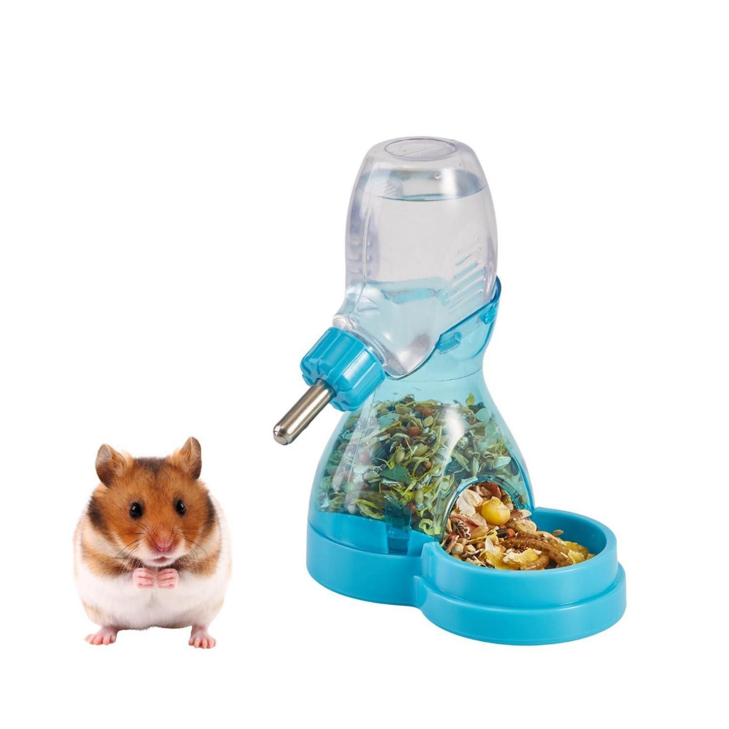 LuxusKollektion Wasserspender 2in1 Trinkflasche & Futterspender Blau 90ml