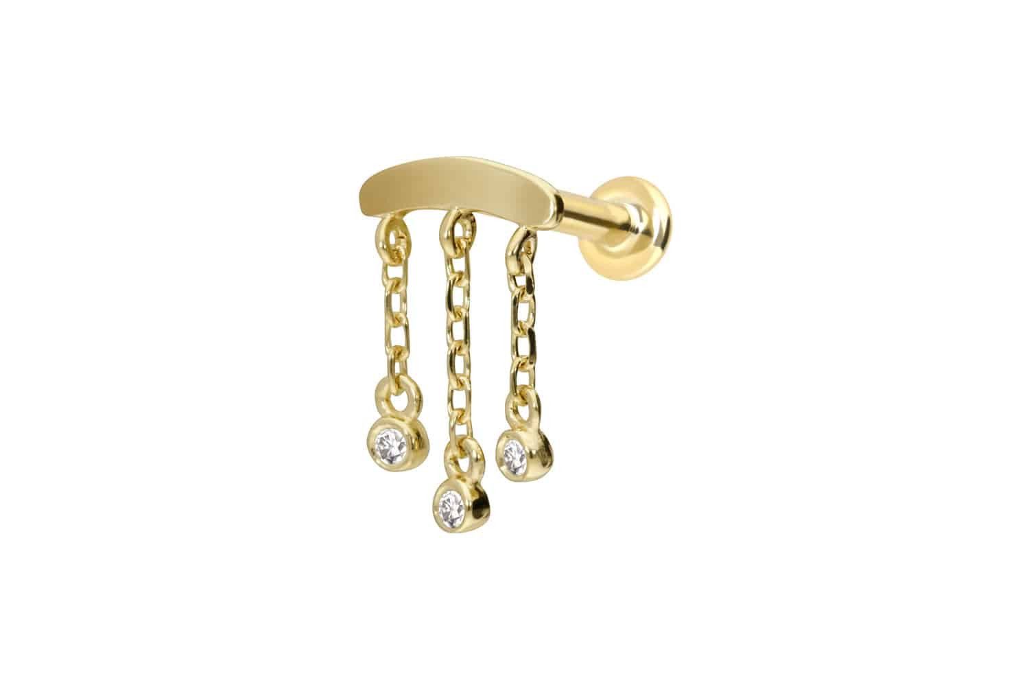 PIERCINGLINE Piercing-Set 14 Karat Gold Labret mit Innengewinde MOISSANIT-WINDSPIEL (Labrets, 1-tlg)