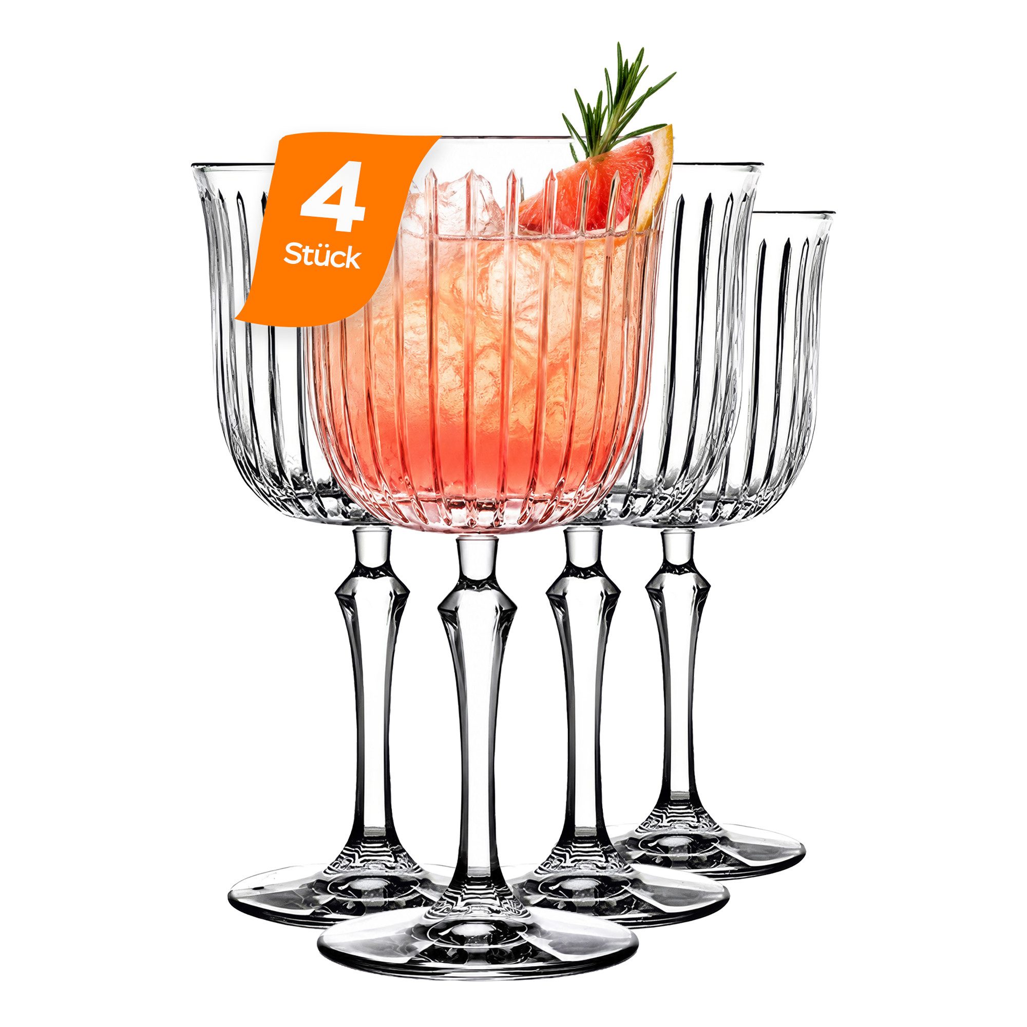 Pasabahce Cocktailglas Joy Cocktailglas 490 ml, 4-tlg., Glas, Elegantes Reliefdesign für stilvolle Cocktailmomente