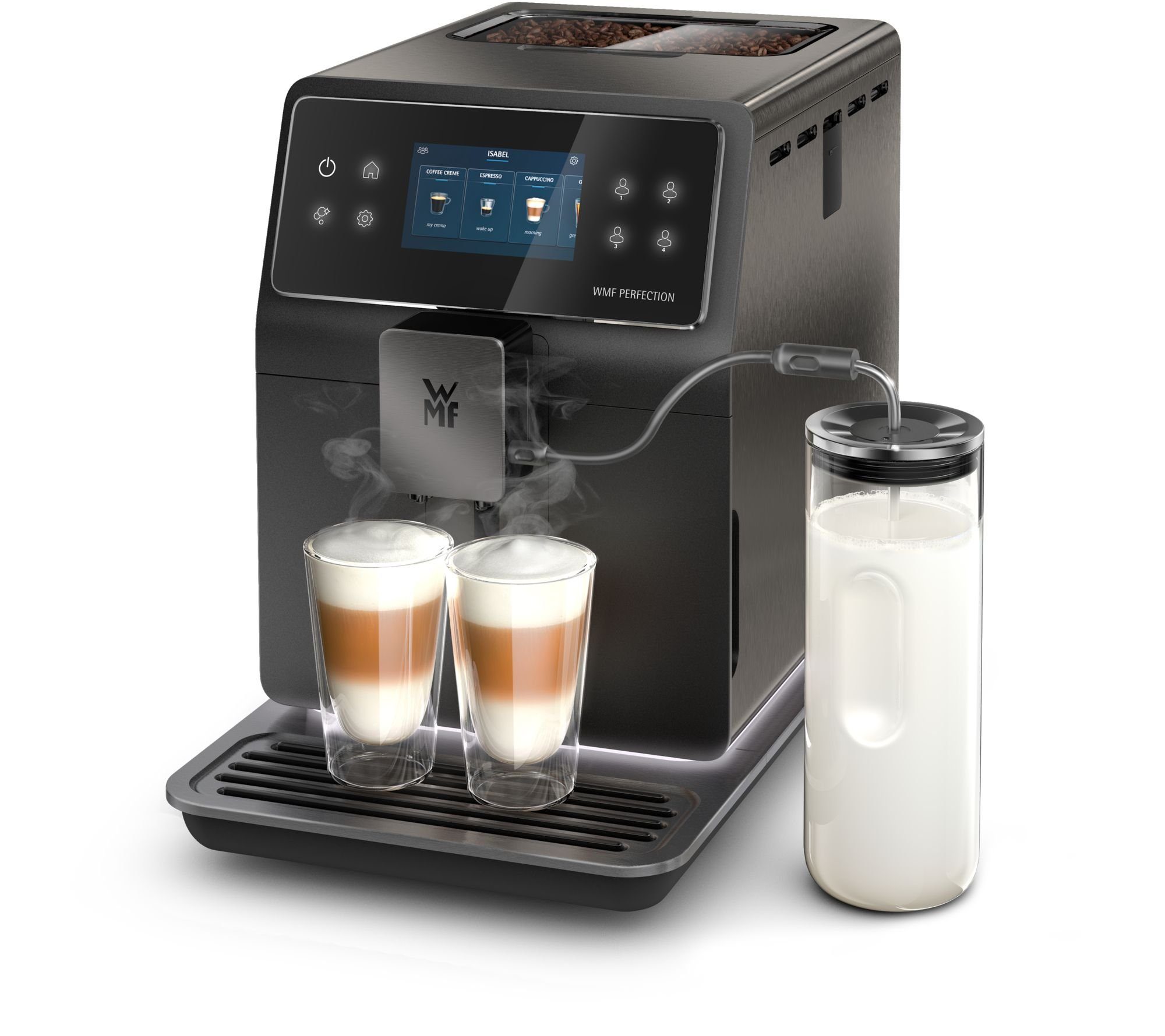 WMF Kaffeevollautomat Perfection, mit Milchsystem, 18 Getränkespezialitäten, Edelstahl-Mahlwerk