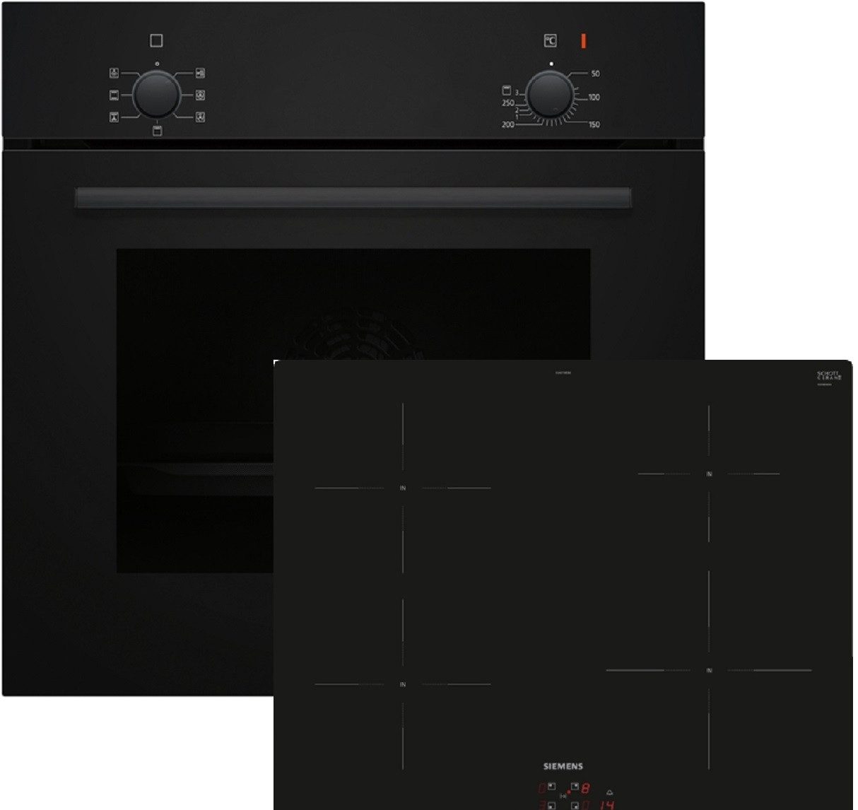 SIEMENS Backofen-Set iQ100 EQPOWER03I, mit Auszug nachrüstbar, Halogenleuchte, 3-fache Türverglasung