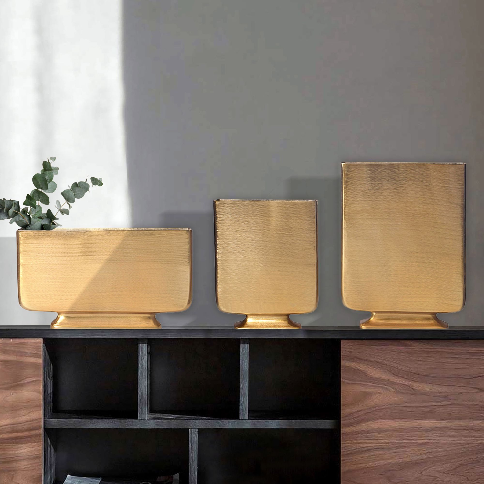 FINEBUY Tischvase FB65070 Vase 3er Set Blumenvase Aluminium Dekovase Modern günstig online kaufen