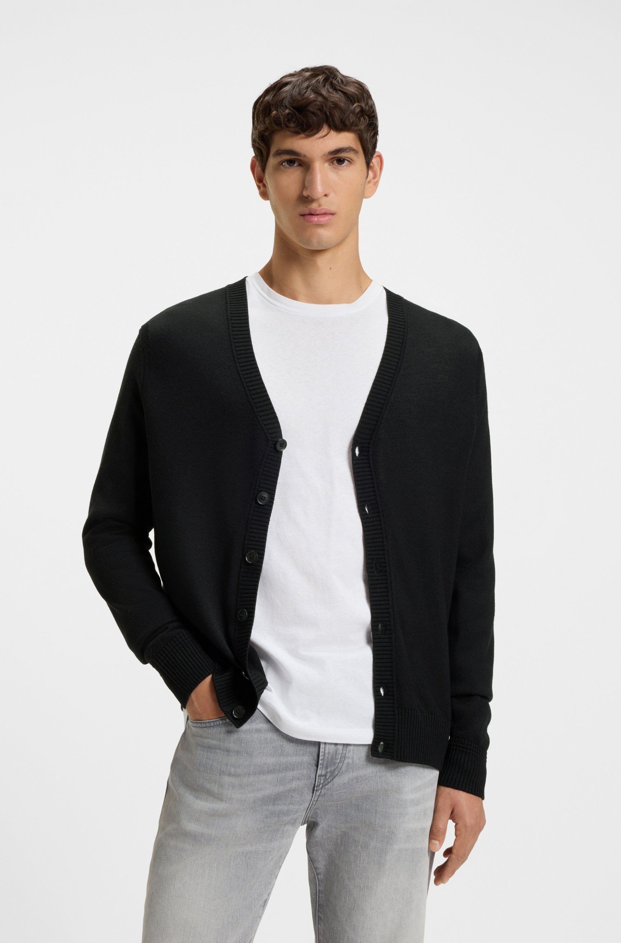 BOSS ORANGE Strickjacke Avac mit tiefem V-Ausschnitt günstig online kaufen