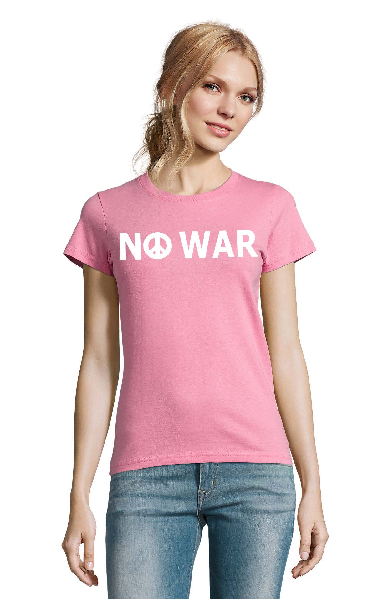 T-Shirt No War D Damen T-Shirt Statement Print Friedenssymbol Tee