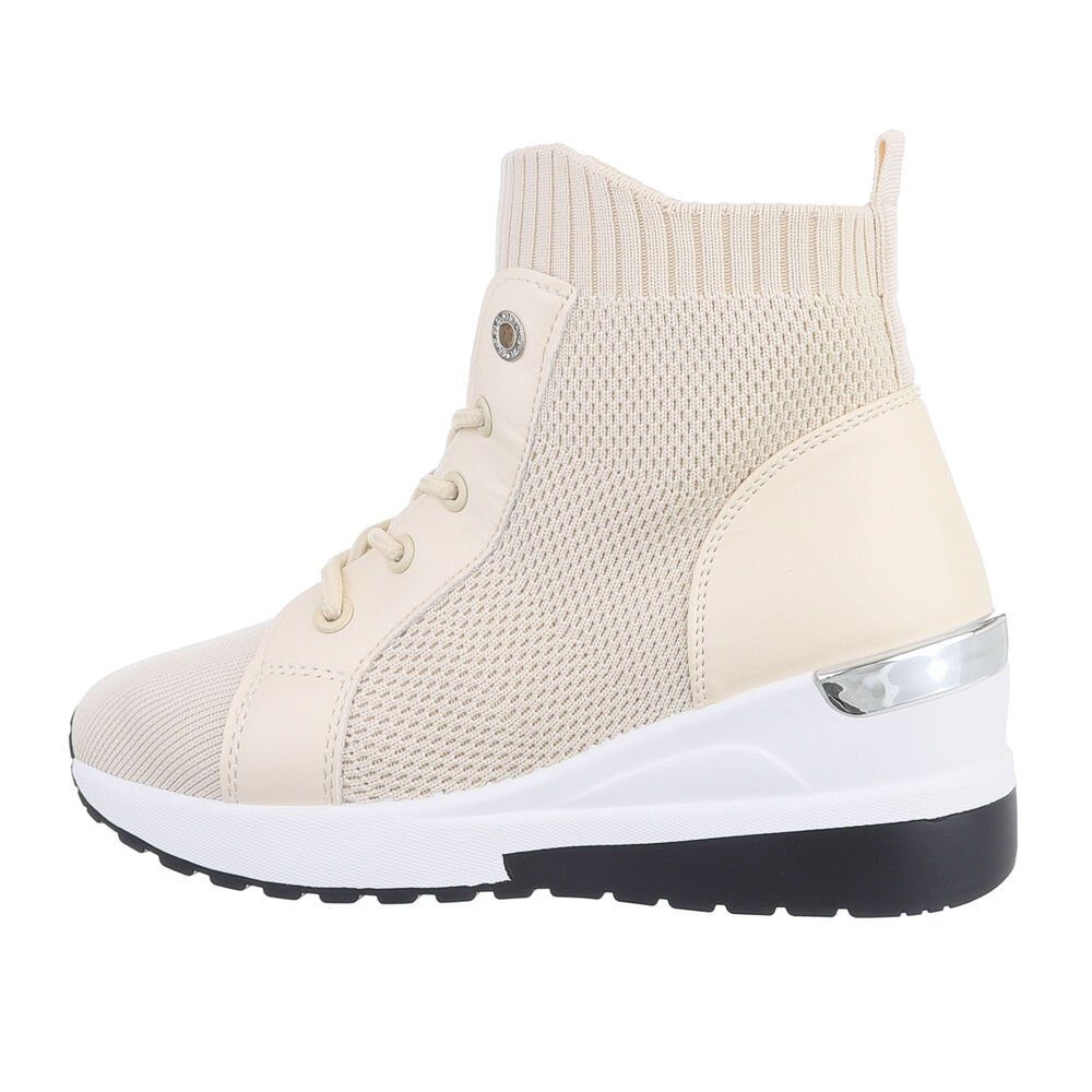 Ital-Design Damen High-Top Freizeit Sneakerboots (78003796) Keilabsatz/Wedge Sneakers High in Beige