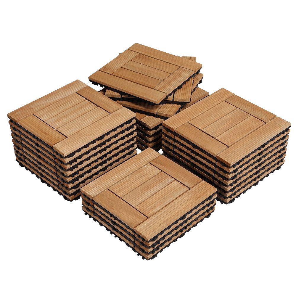 Yaheetech Holzfliesen, 27 Stück 30 x 30 cm Terrassenfliesen Set Bodenfliesen