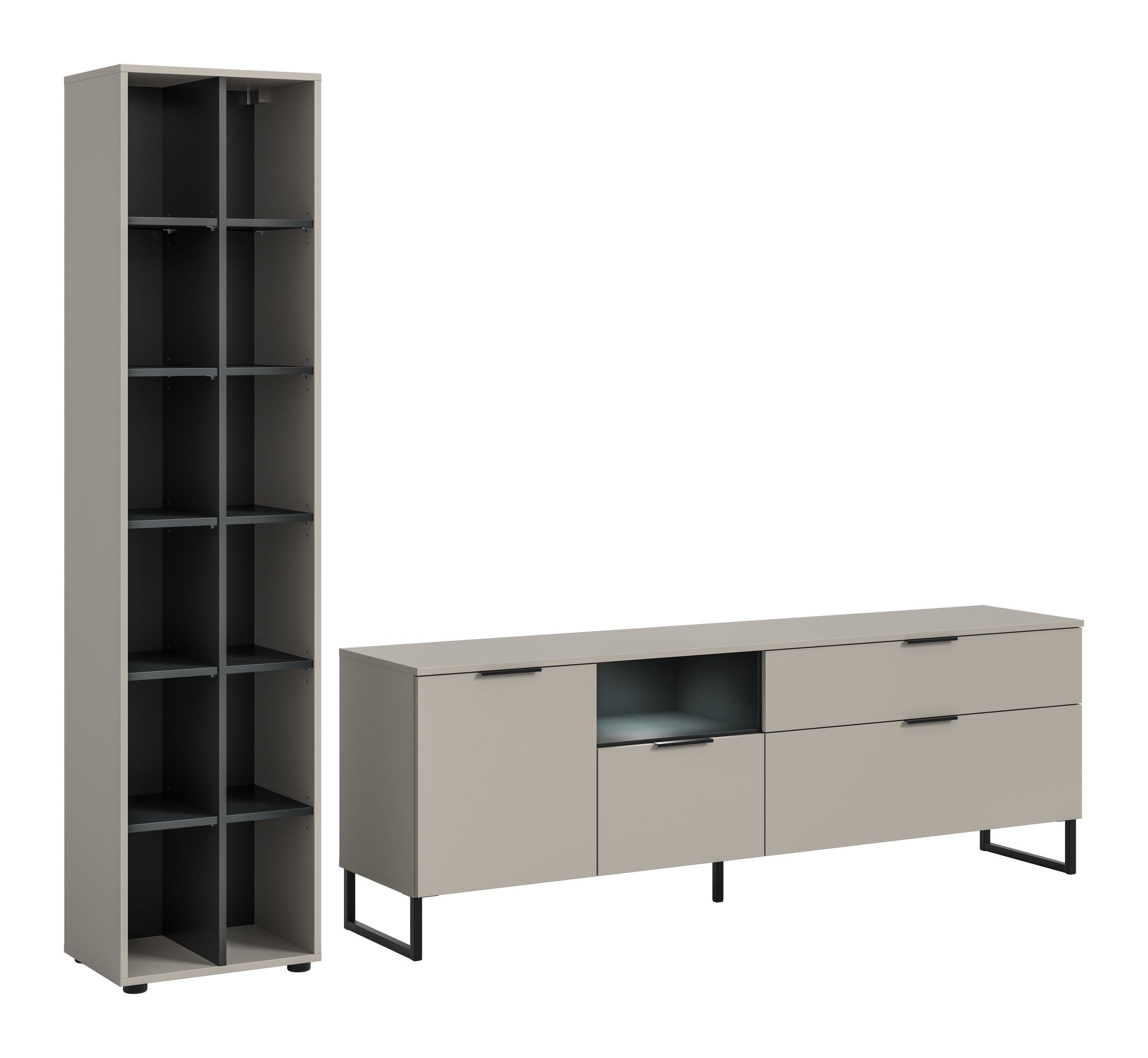 Newroom Wohnwand Kaschmir 245 cm, Wohnwand Kaschmir Modern Wohnzimmerschrank TV Wand Wohnzimmer Schra...