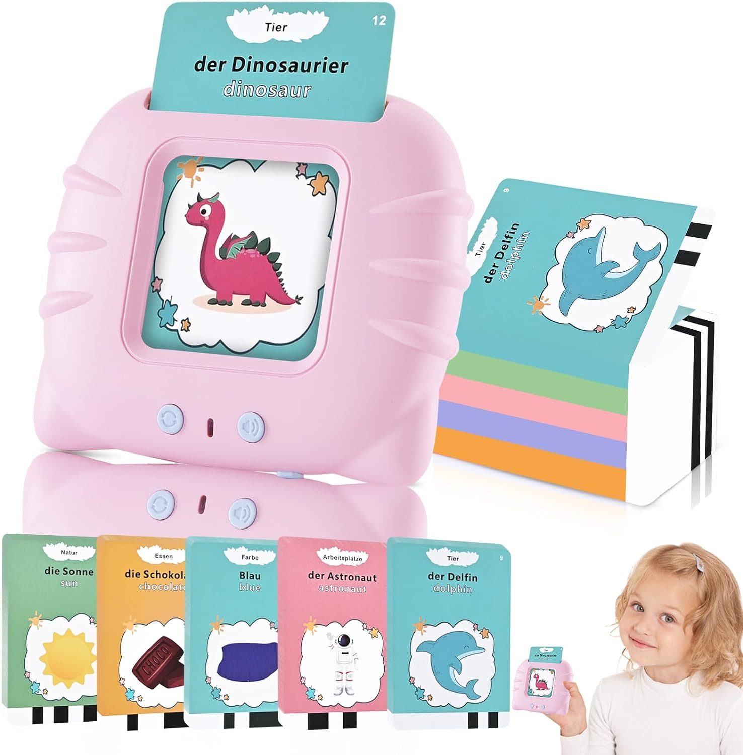 ROY Lernspielzeug Vokabelfreund Sprechende Lernkarten für Kinder (Standard Deutsch - 112 Blätter 224 Wörter, Sprechende Flash Karten, Lernspielzeug für Kinder ab 2-4 Jahre Alt, Interaktives Lernspielzeug), Lernkarten Kinderspielzeug für Jungen Mädchen