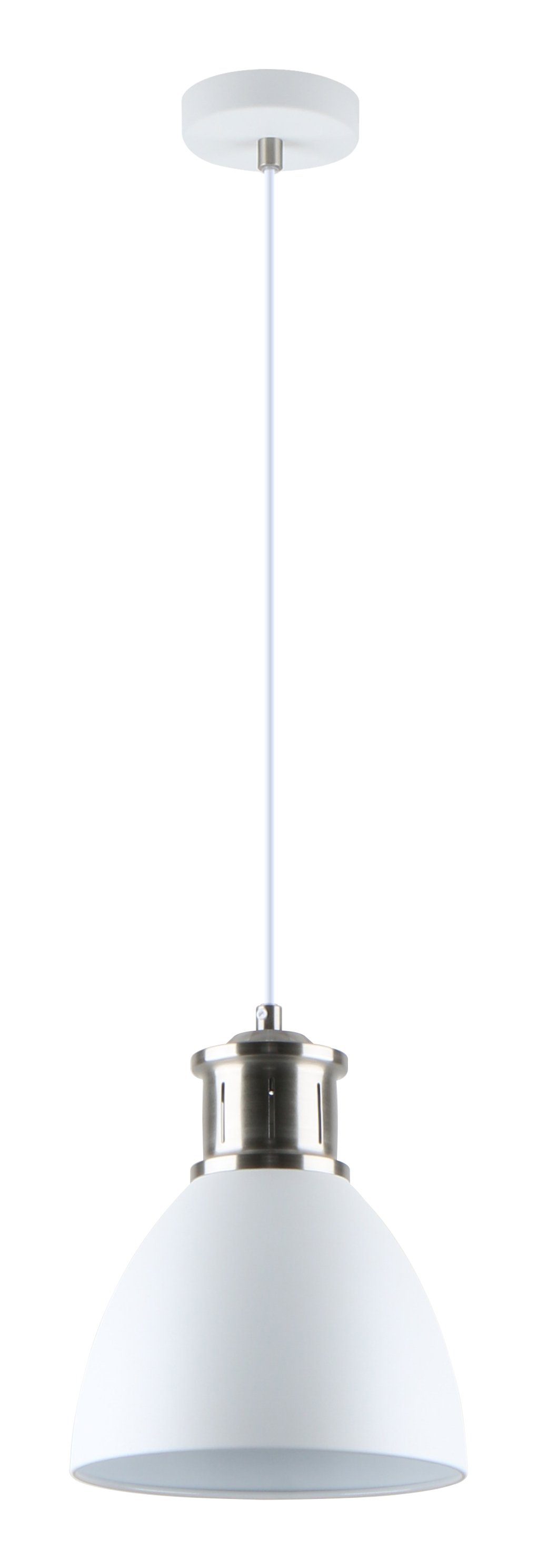 LED Universum LED Pendelleuchte "Steve" weiß/silber, Ø 20cm, E27 Fassung, max 40W