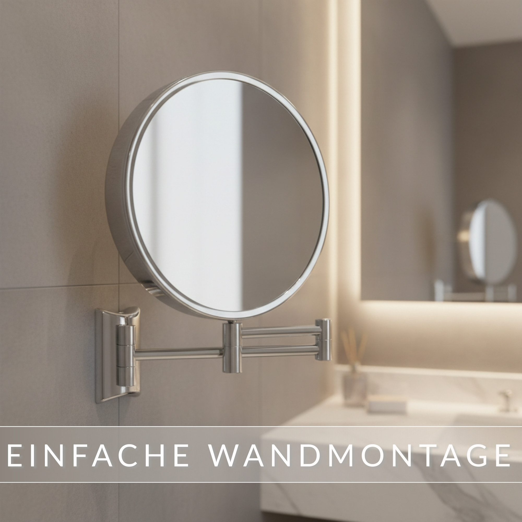 Libaro Kosmetikspiegel IMOLA mit 3-fach 10-fach Vergrößerung, Schminkspiegel Wandmontage, Vergrößerungsspiegel, Rasierspiegel 2-seitig, klappbar 360° schwenkbar